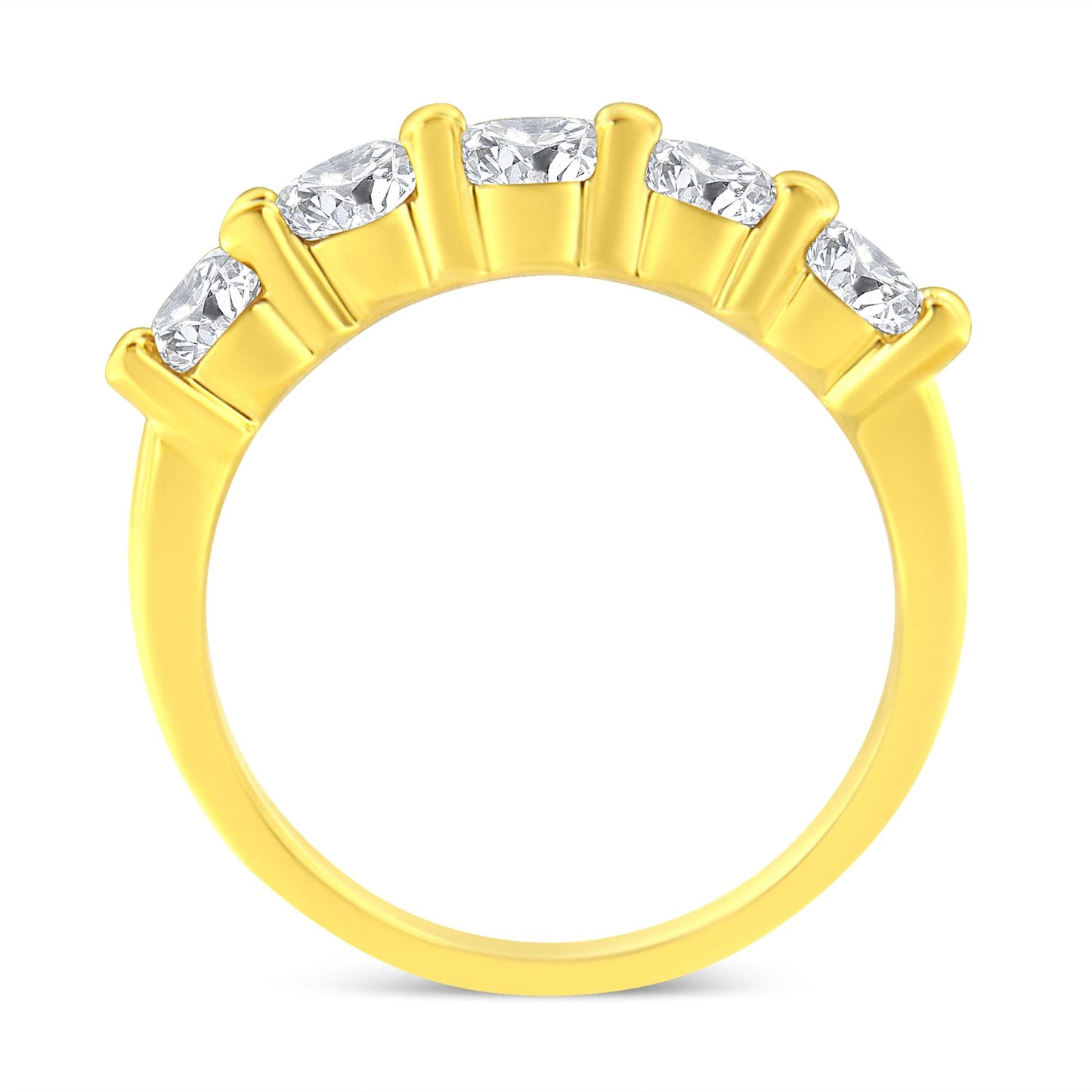14K Yellow Gold Plated .925 Sterling Silver 1 1/2 Cttw Shared Prong Set Brilliant Round-Cut Diamond Anniversary or Wedding Band Ring (K-L Color, SI2-I1 Clarity)-4