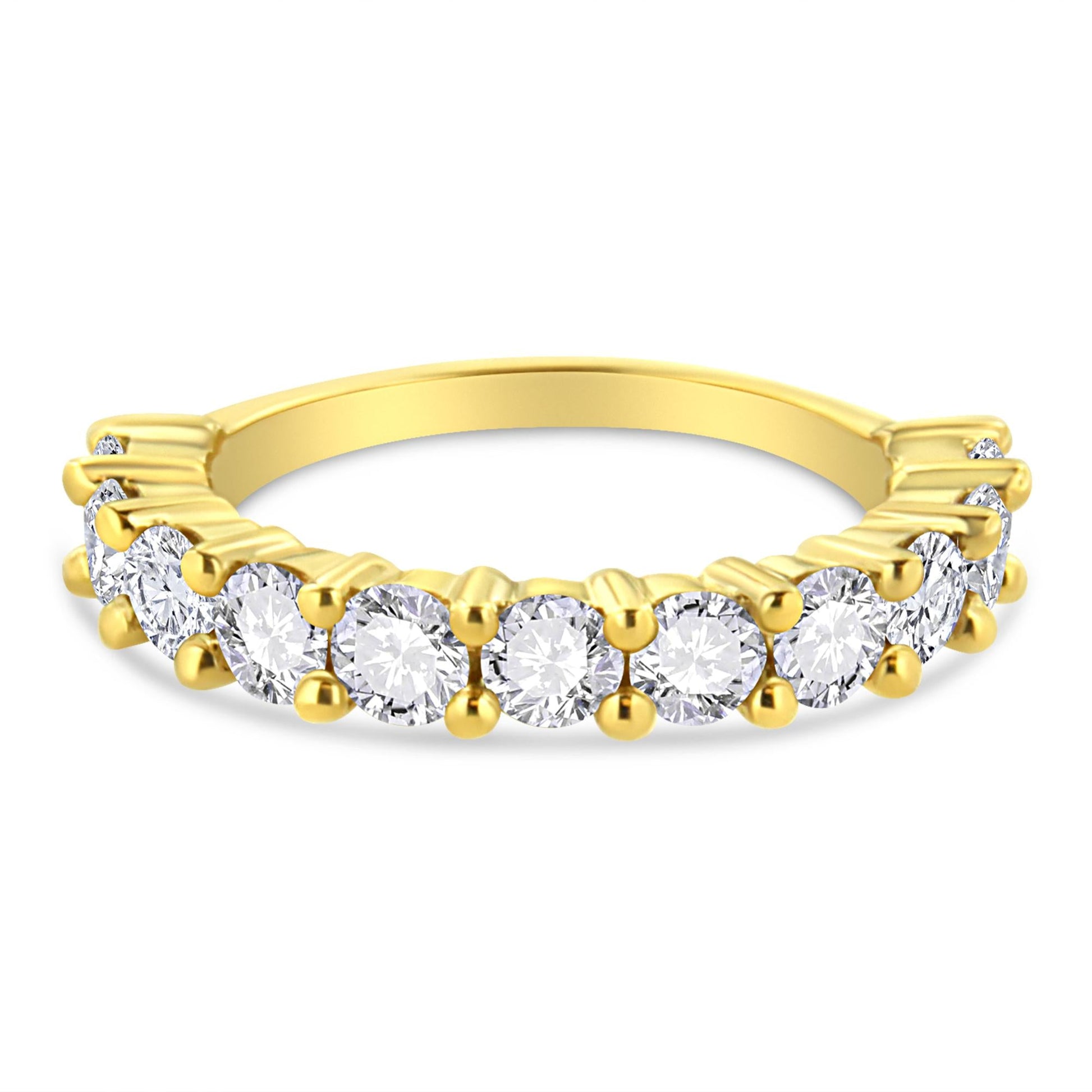 14K Yellow Gold Plated .925 Sterling Silver 2.00 Cttw Shared Prong Set Round-Diamond 11 Stone Band Ring (J-K Color, I1-I2 Clarity)-3