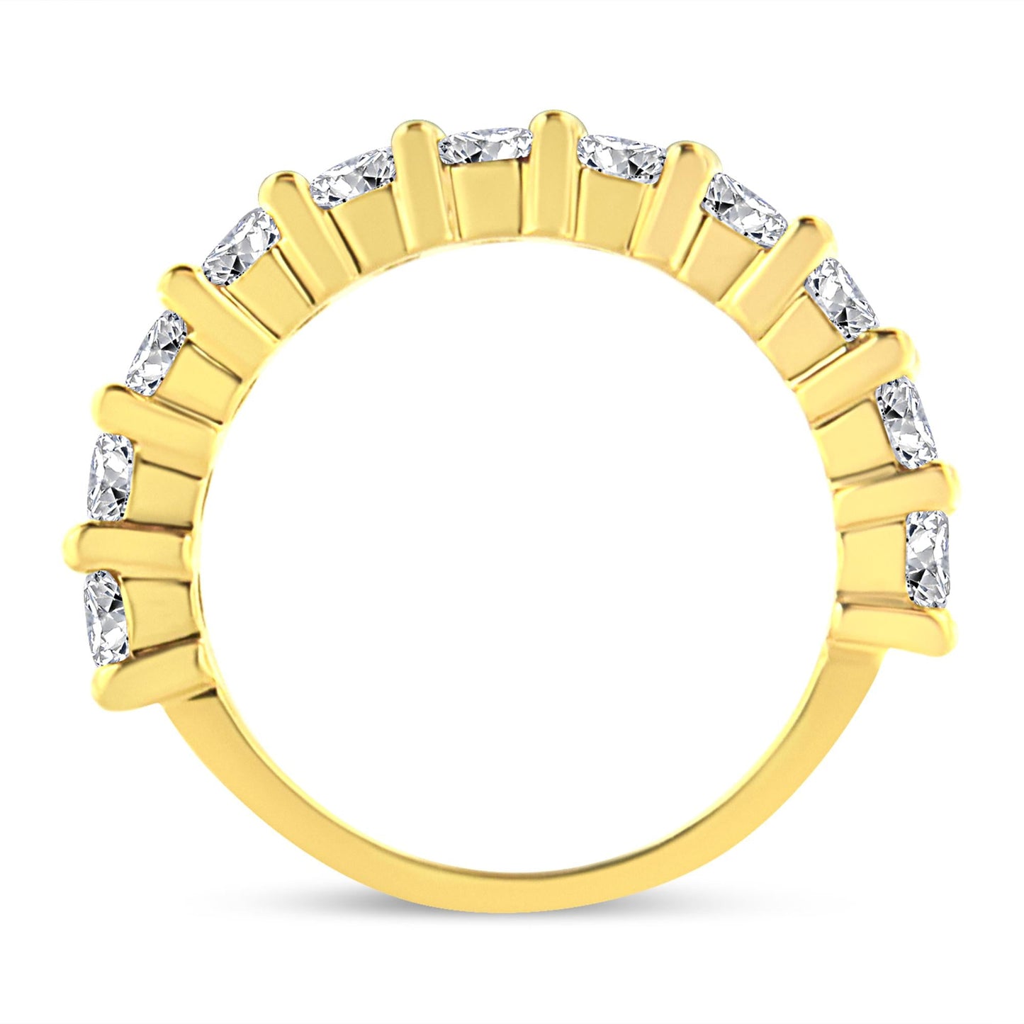 14K Yellow Gold Plated .925 Sterling Silver 2.00 Cttw Shared Prong Set Round-Diamond 11 Stone Band Ring (J-K Color, I1-I2 Clarity)-4