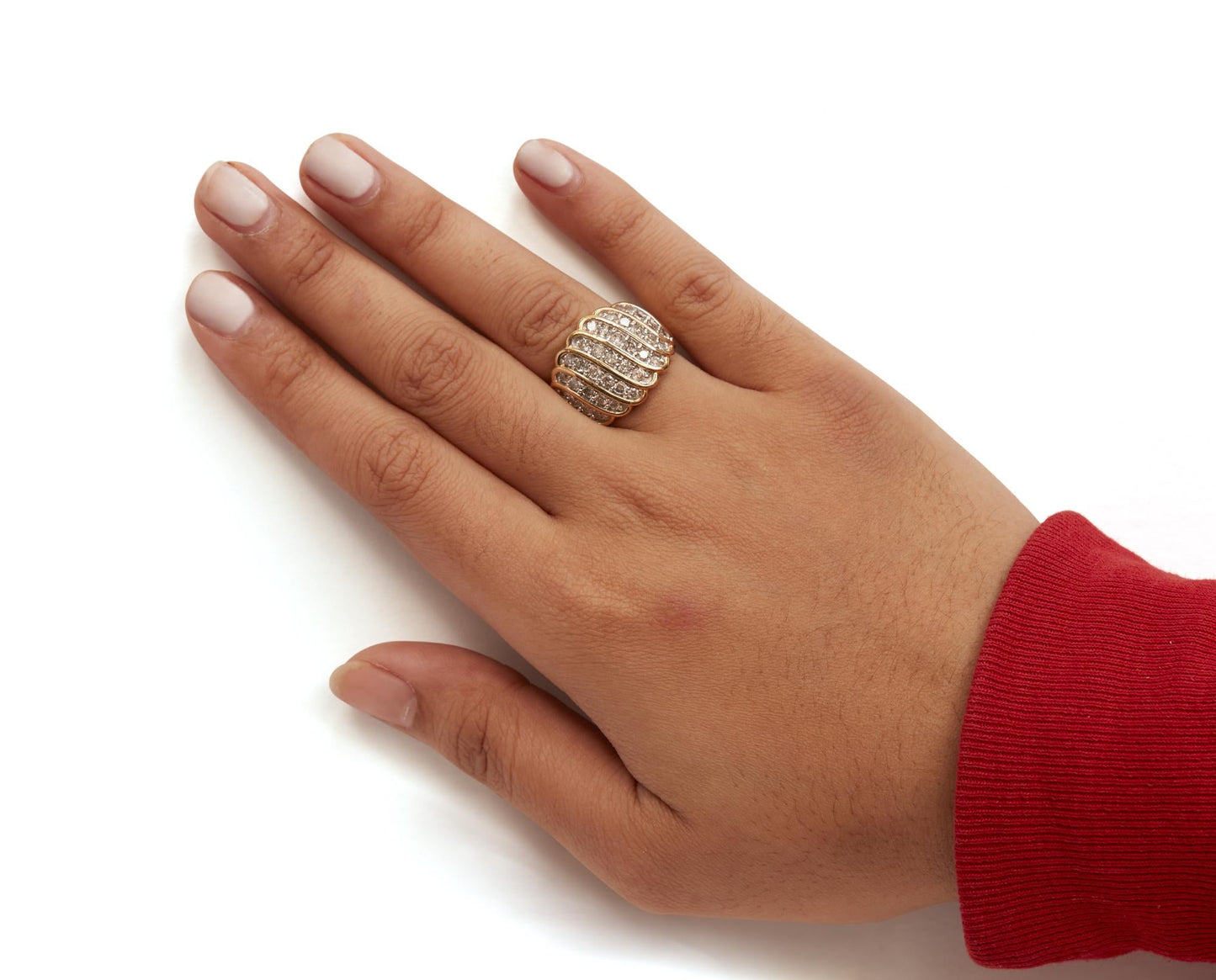 14K Yellow Gold Plated .925 Sterling Silver 2.00 Cttw Diamond Multi Row Band Ring (J-K Color, I1-I2 Clarity)-2