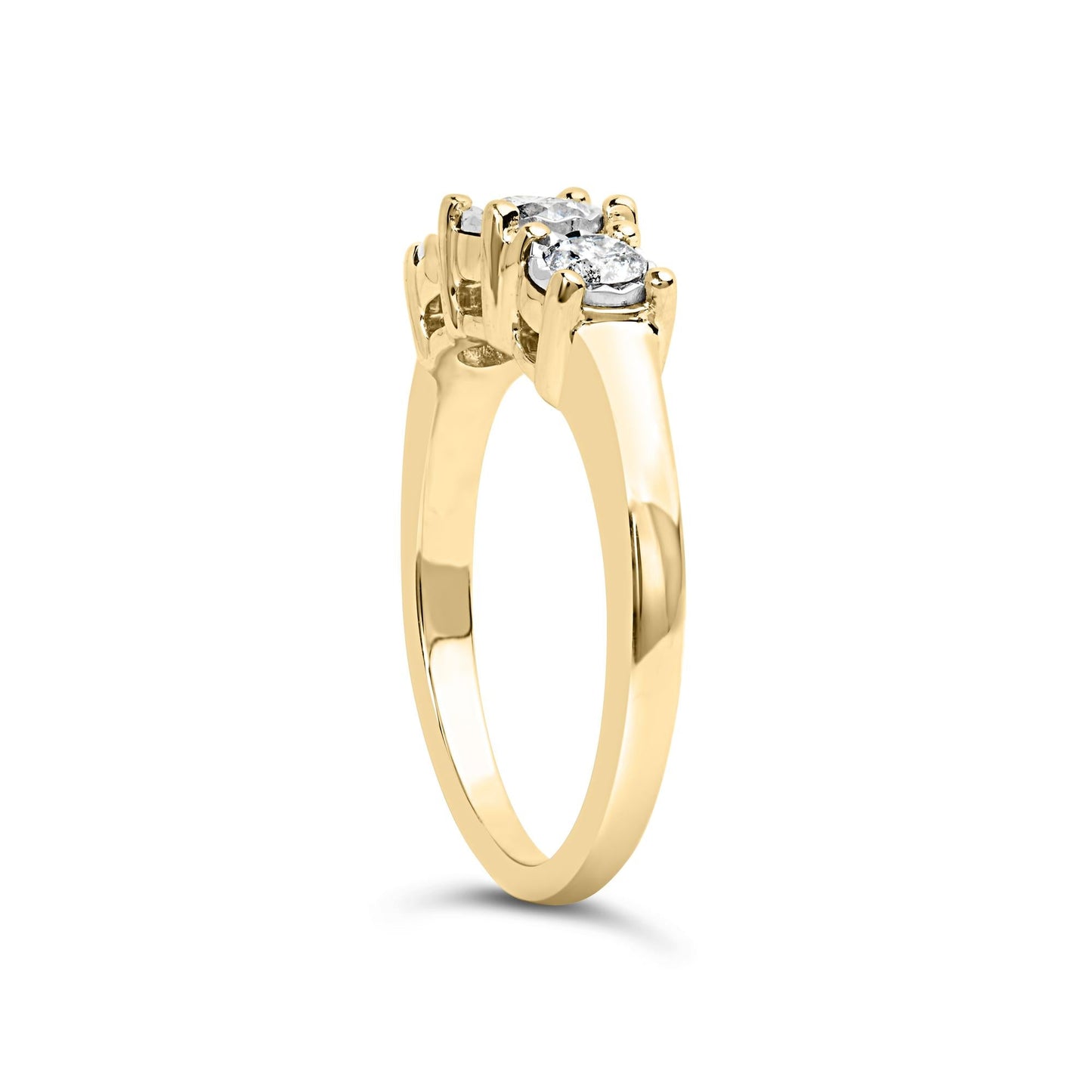 10K Yellow Gold 1/2 Cttw Miracle Set Round Diamond Three Stone Illusion Plate Ring (I-J Color, I2-I3 Clarity)-4