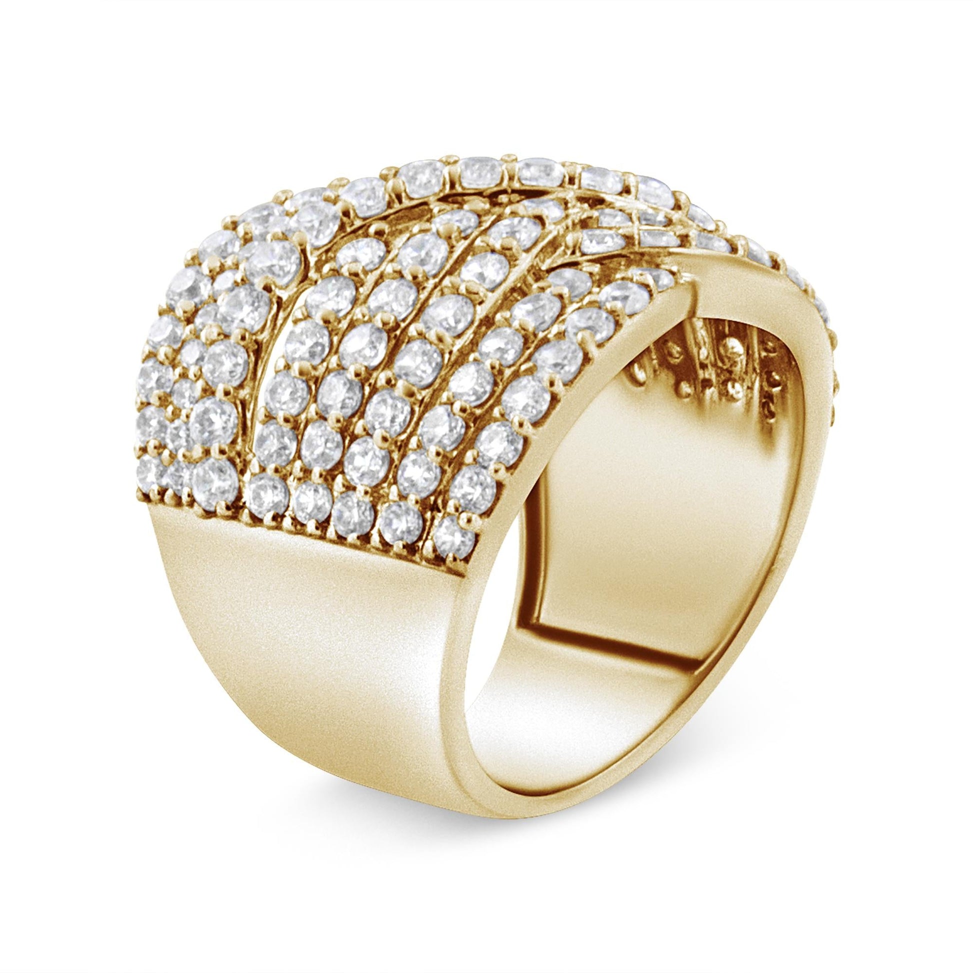 10K Yellow Gold 3.0 Cttw Diamond Eight-Row Bypass Crossover Statement Band Ring (H-I Color, I2-I3 Clarity)-3