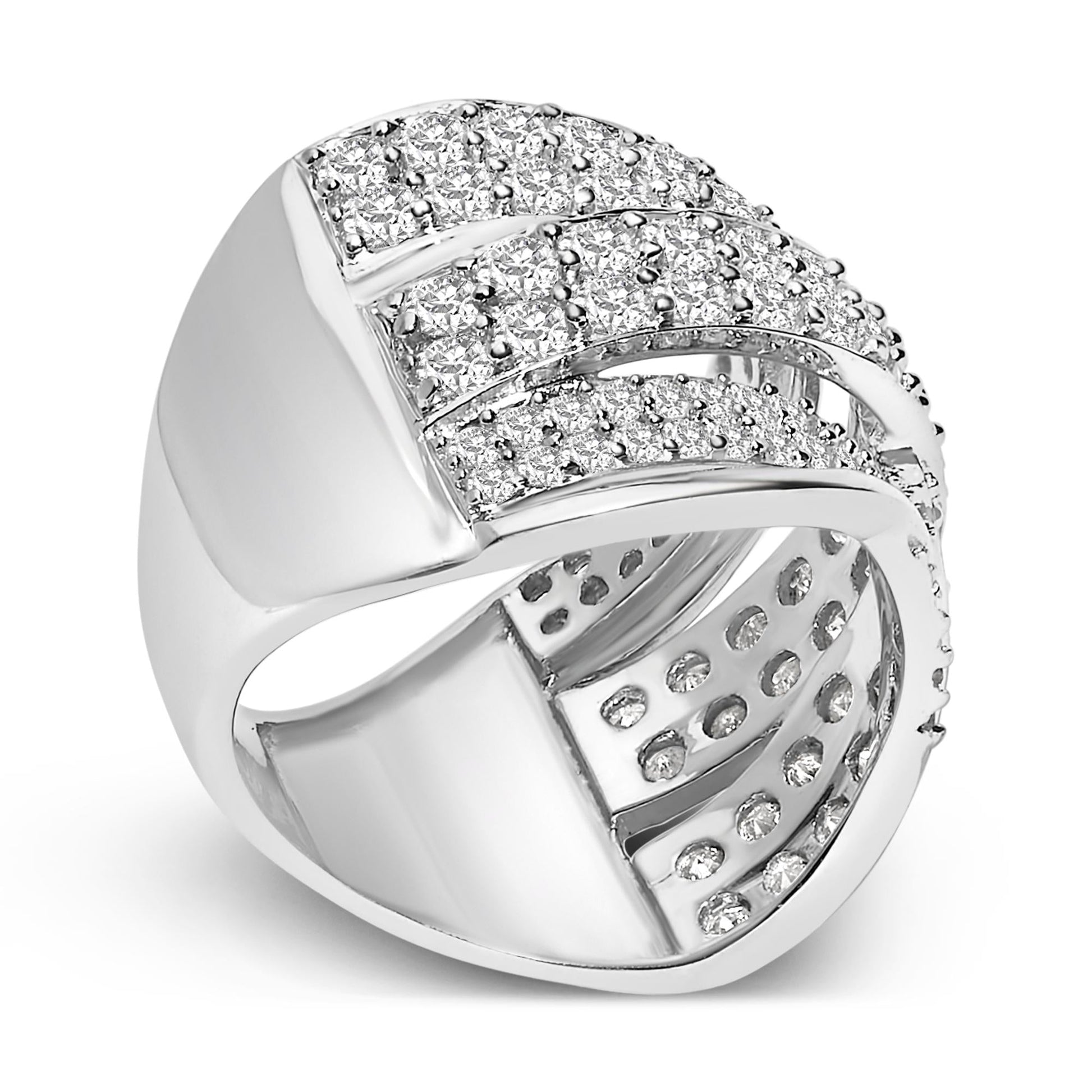 .925 Sterling Silver 2.00 Cttw Round-Cut Diamond Overlapping Bypass Band Ring (I-J Color, I2-I3 Clarity)-3