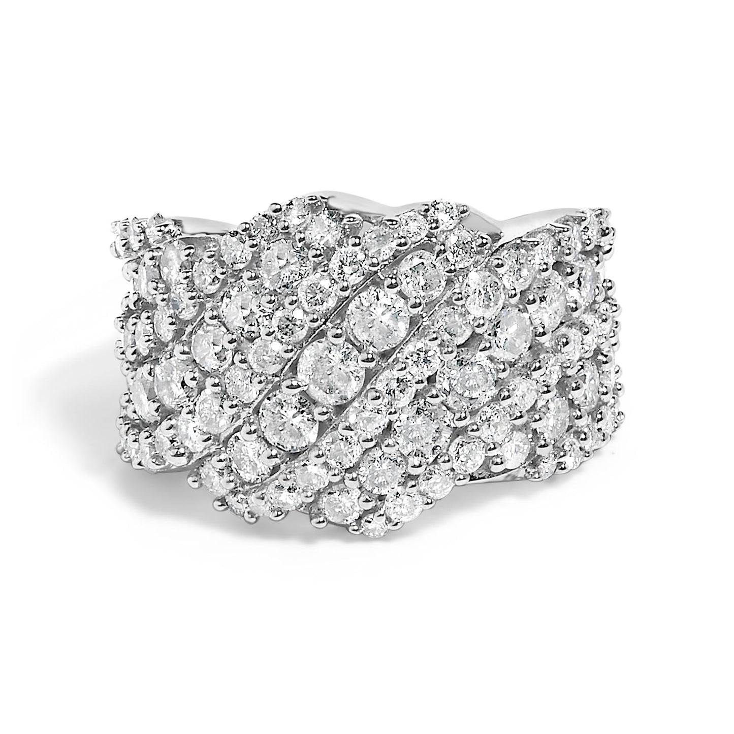 10K Gold 3.00 Cttw Diamond Multi Row Cluster Band Ring (I-J Color, I3 Clarity)-0