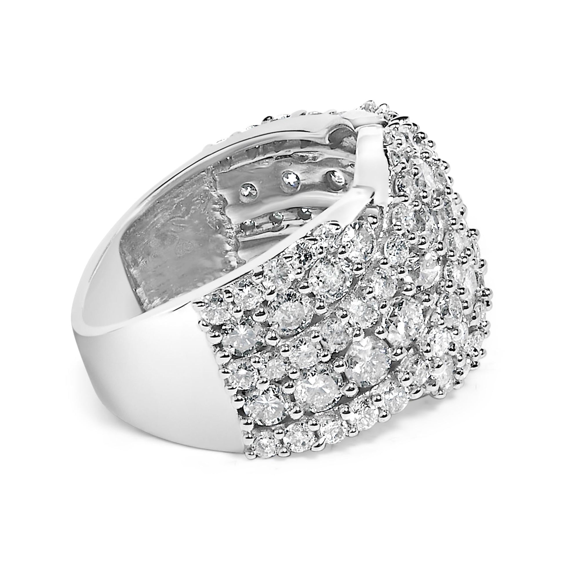 10K Gold 3.00 Cttw Diamond Multi Row Cluster Band Ring (I-J Color, I3 Clarity)-2