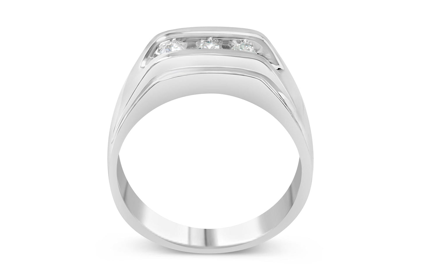 Men's .925 Sterling Silver 1/3 Cttw Diamond Channel Set 3 Stone Ring Band (I-J Color, I3 Clarity)-1