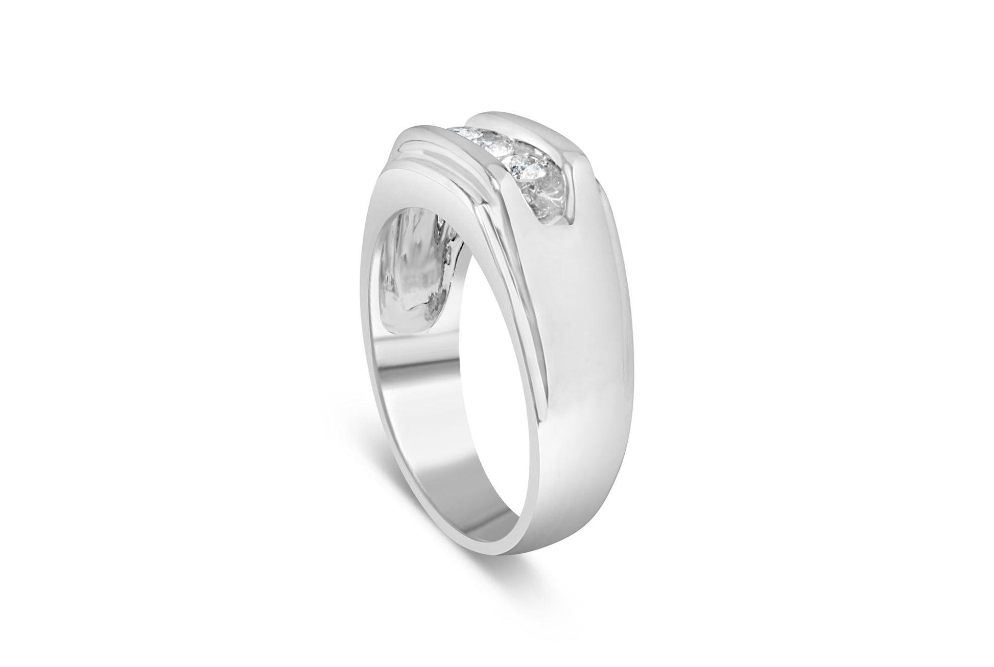 Men's .925 Sterling Silver 1/3 Cttw Diamond Channel Set 3 Stone Ring Band (I-J Color, I3 Clarity)-3