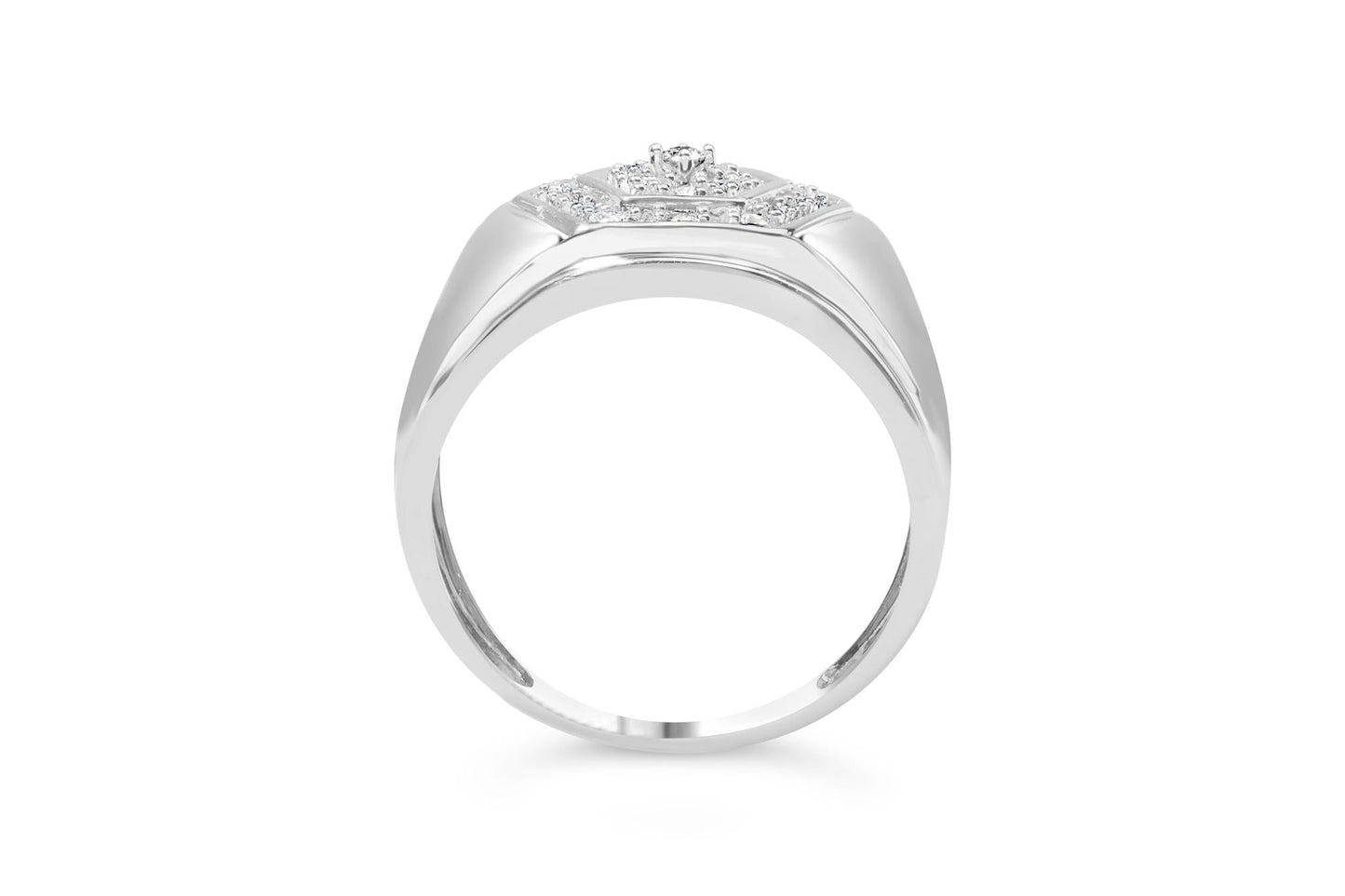 Men's .925 Sterling Silver 1/2 Cttw Multi-Diamond Hexagon Frame Ring (I-J Color, I3 Clarity)-3