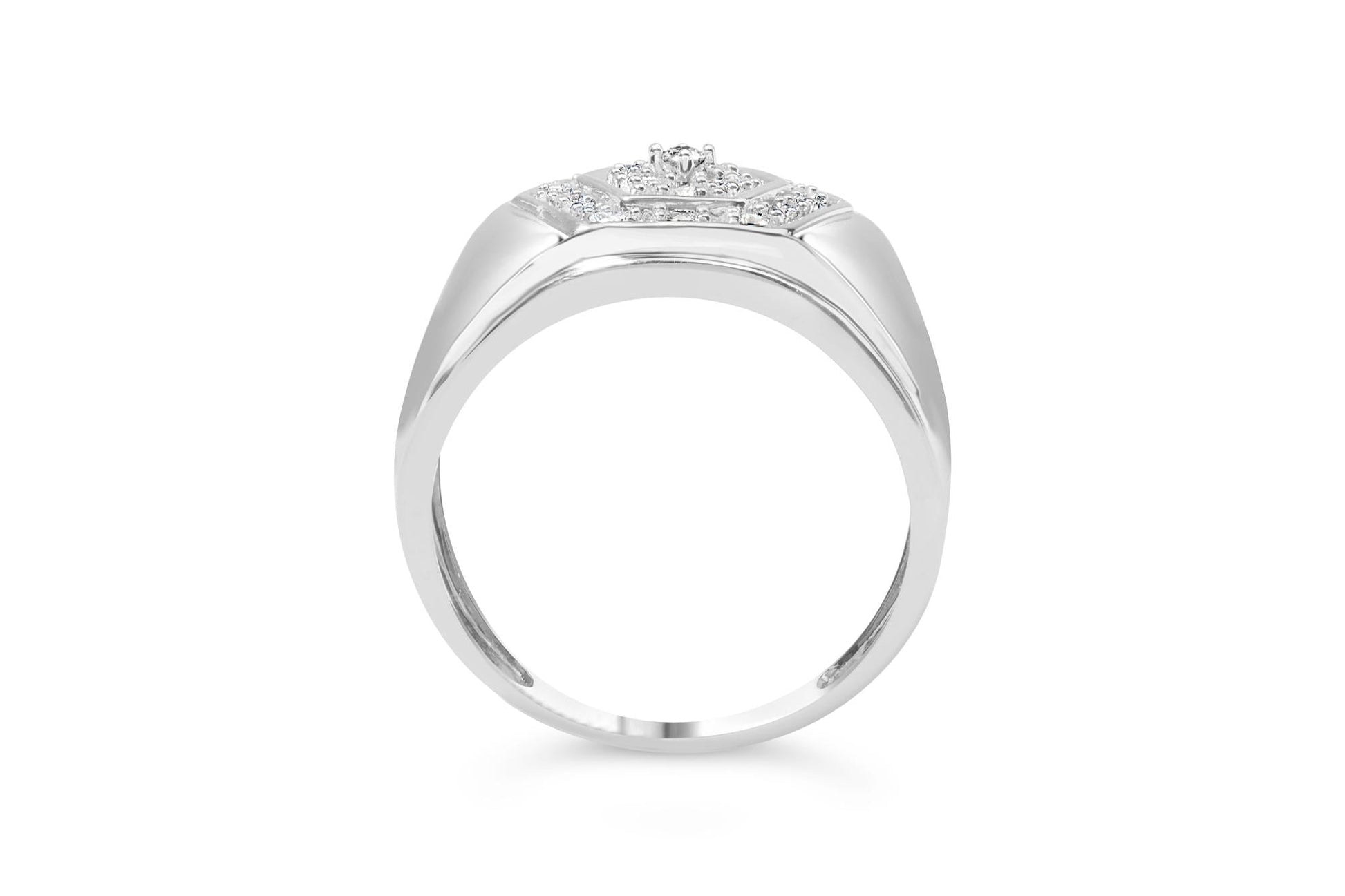 Men's .925 Sterling Silver 1/2 Cttw Multi-Diamond Hexagon Frame Ring (I-J Color, I3 Clarity)-3