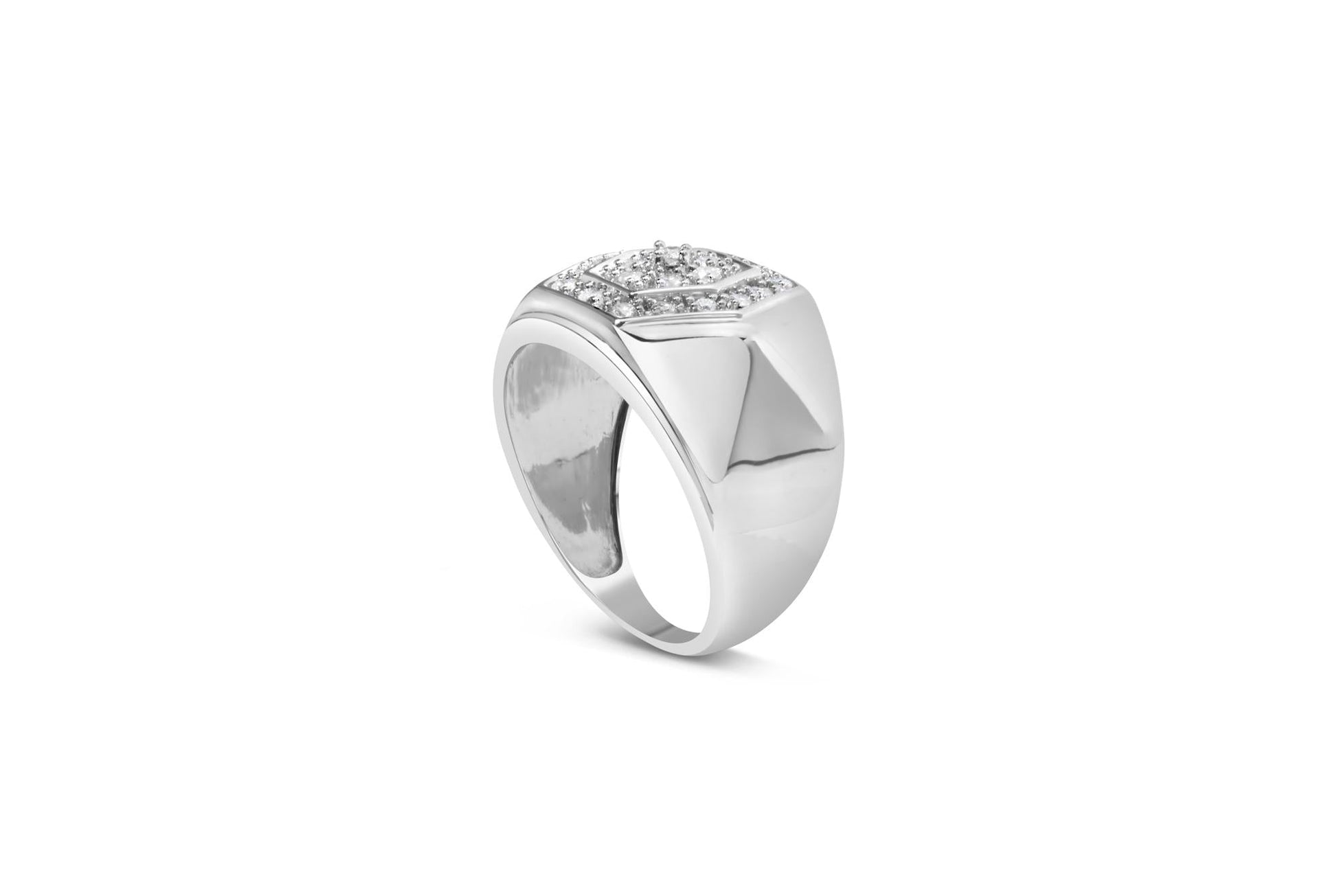 Men's .925 Sterling Silver 1/2 Cttw Multi-Diamond Hexagon Frame Ring (I-J Color, I3 Clarity)-4