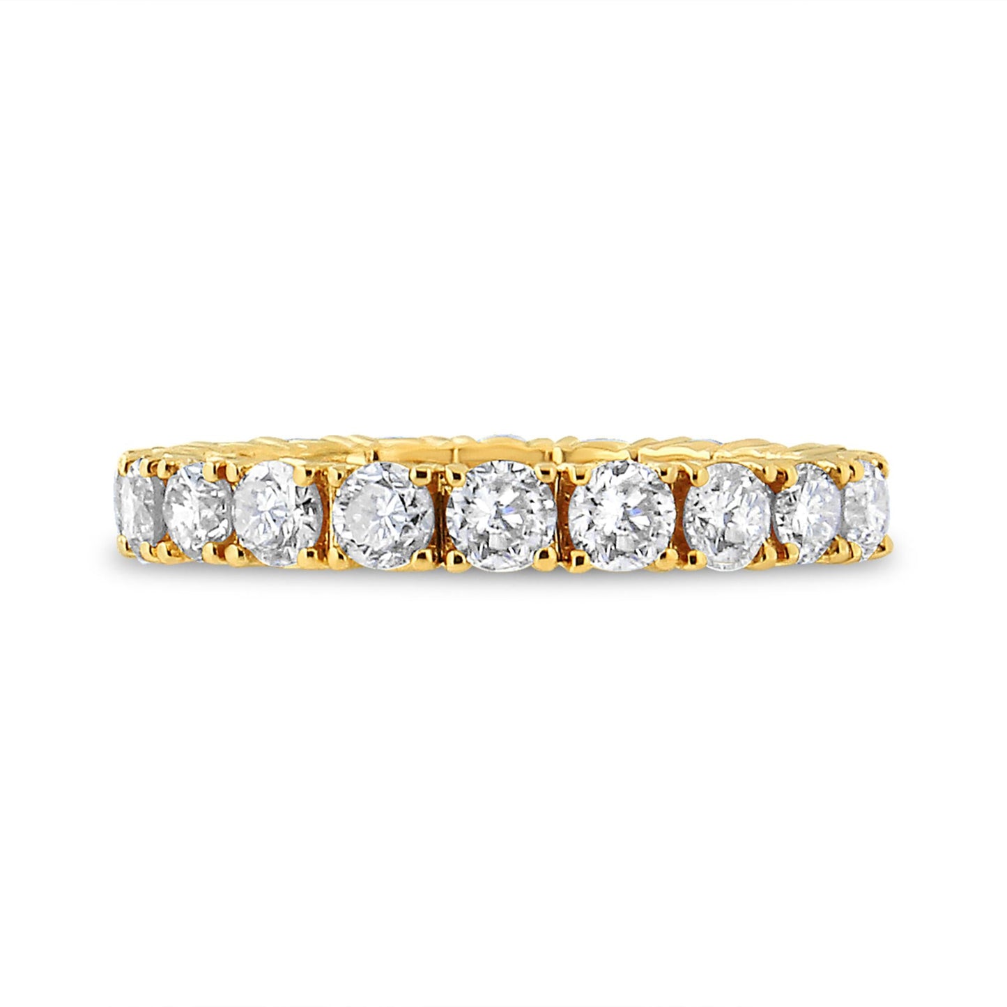 14K Yellow Gold 2.00 Cttw Shared Prong Set Round Cut Diamond Eternity Band (J-K Color, VS1-VS2 Clarity)-1