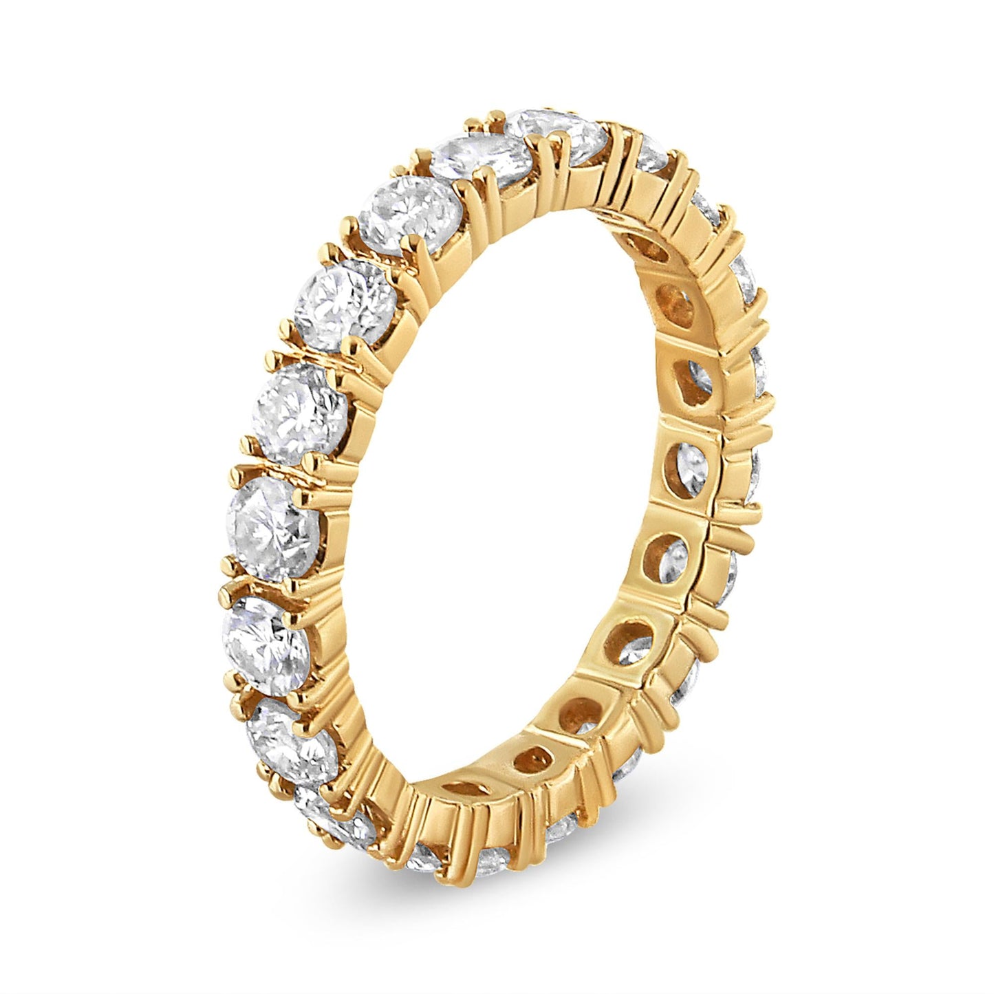 14K Yellow Gold 2.00 Cttw Shared Prong Set Round Cut Diamond Eternity Band (J-K Color, VS1-VS2 Clarity)-3