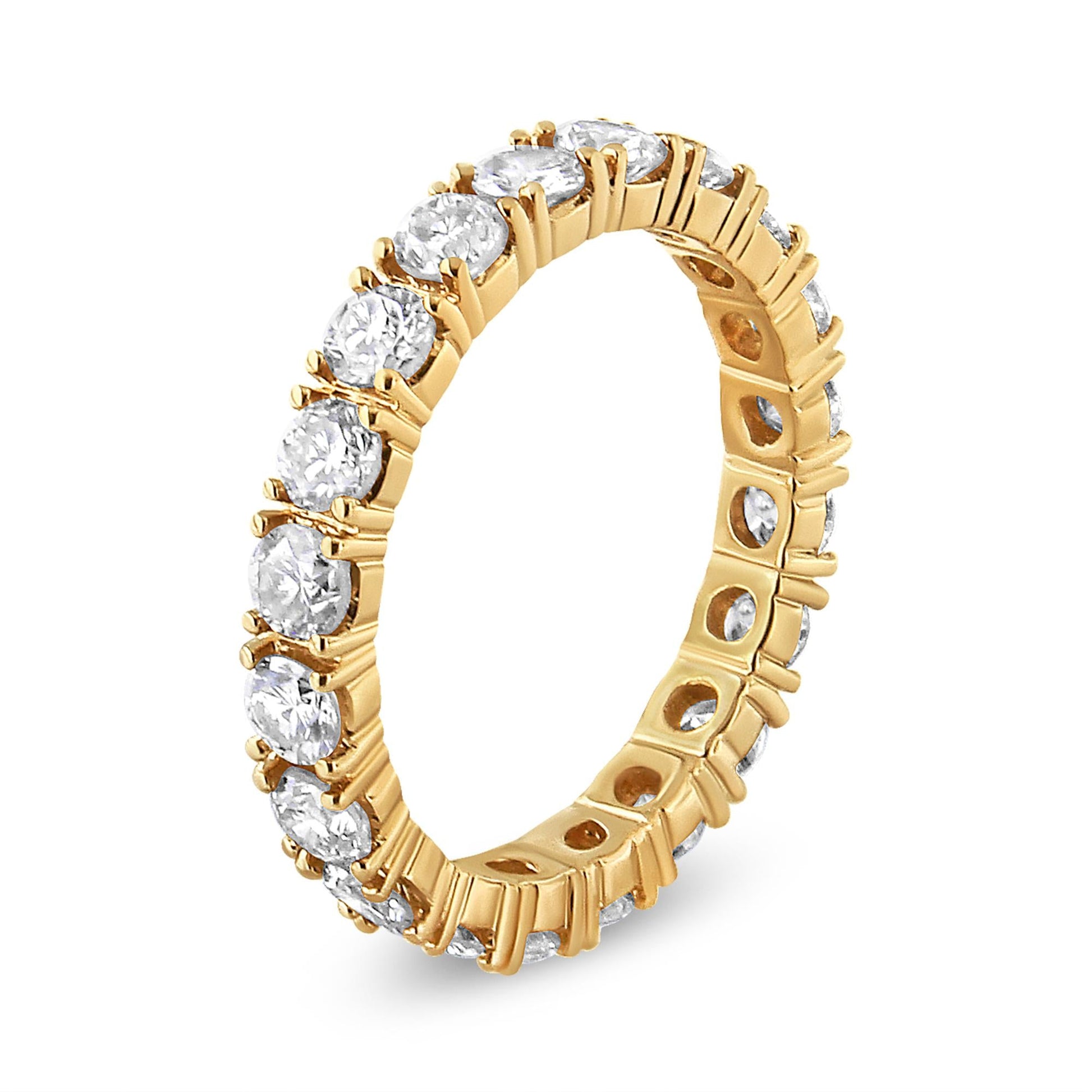 14K Yellow Gold 2.00 Cttw Shared Prong Set Round Cut Diamond Eternity Band (J-K Color, VS1-VS2 Clarity)-3