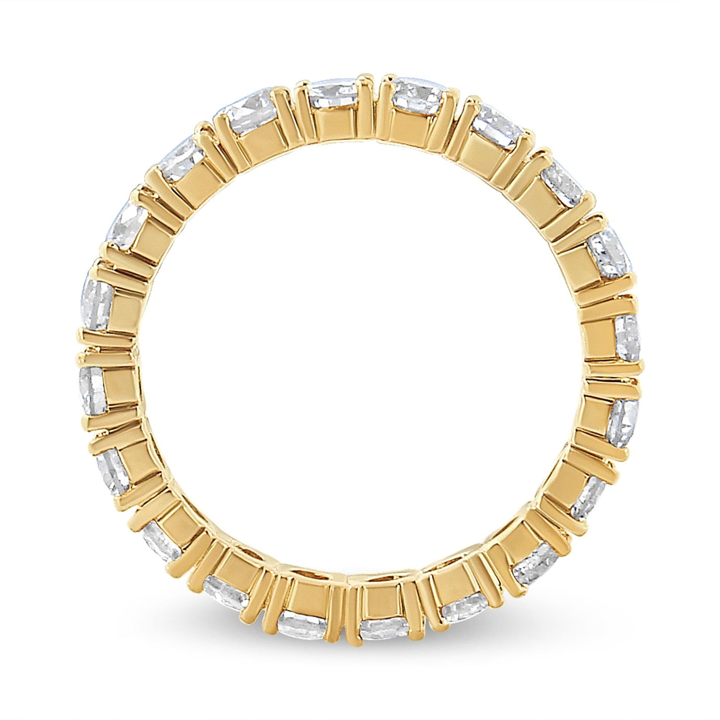 14K Yellow Gold 2.00 Cttw Shared Prong Set Round Cut Diamond Eternity Band (J-K Color, VS1-VS2 Clarity)-4