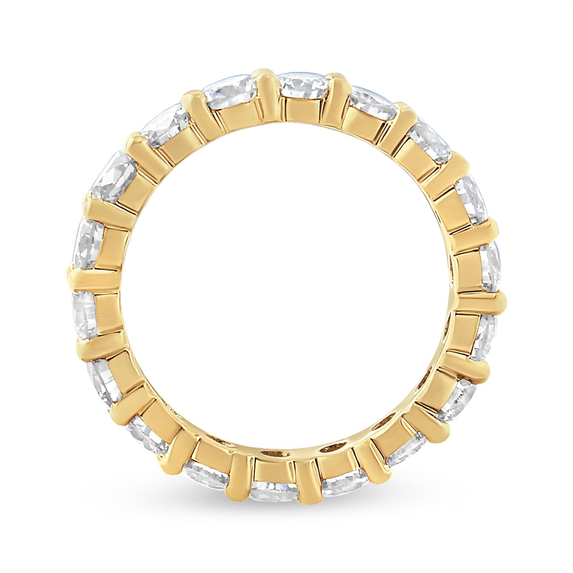 14K Yellow Gold 3.00 Cttw Shared Prong Set Round Cut Diamond Eternity Band (J-K Color, VS1-VS2 Clarity)-3