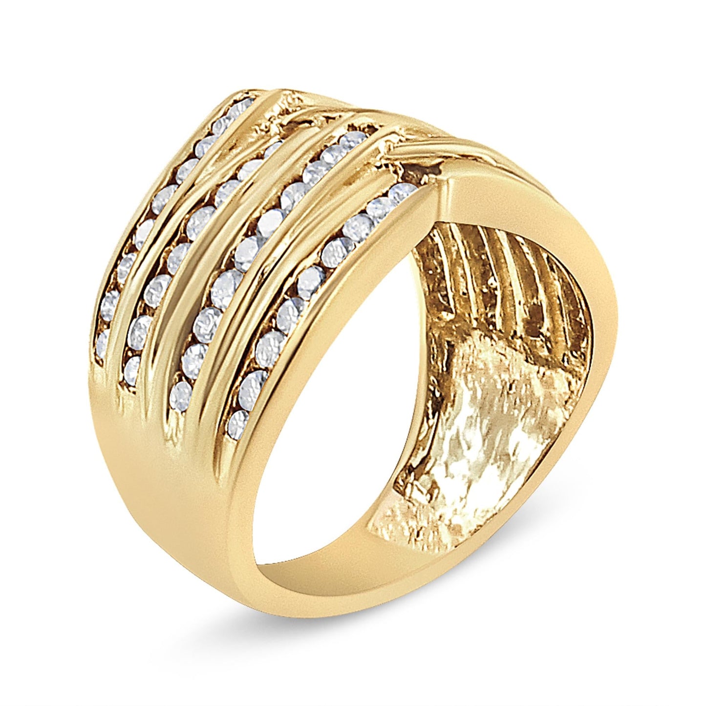 10K Yellow Gold Plated .925 Sterling Silver 1 1/2 Cttw Diamond Channel Band (Champagne Color, I2-I3 Clarity) Ring-3
