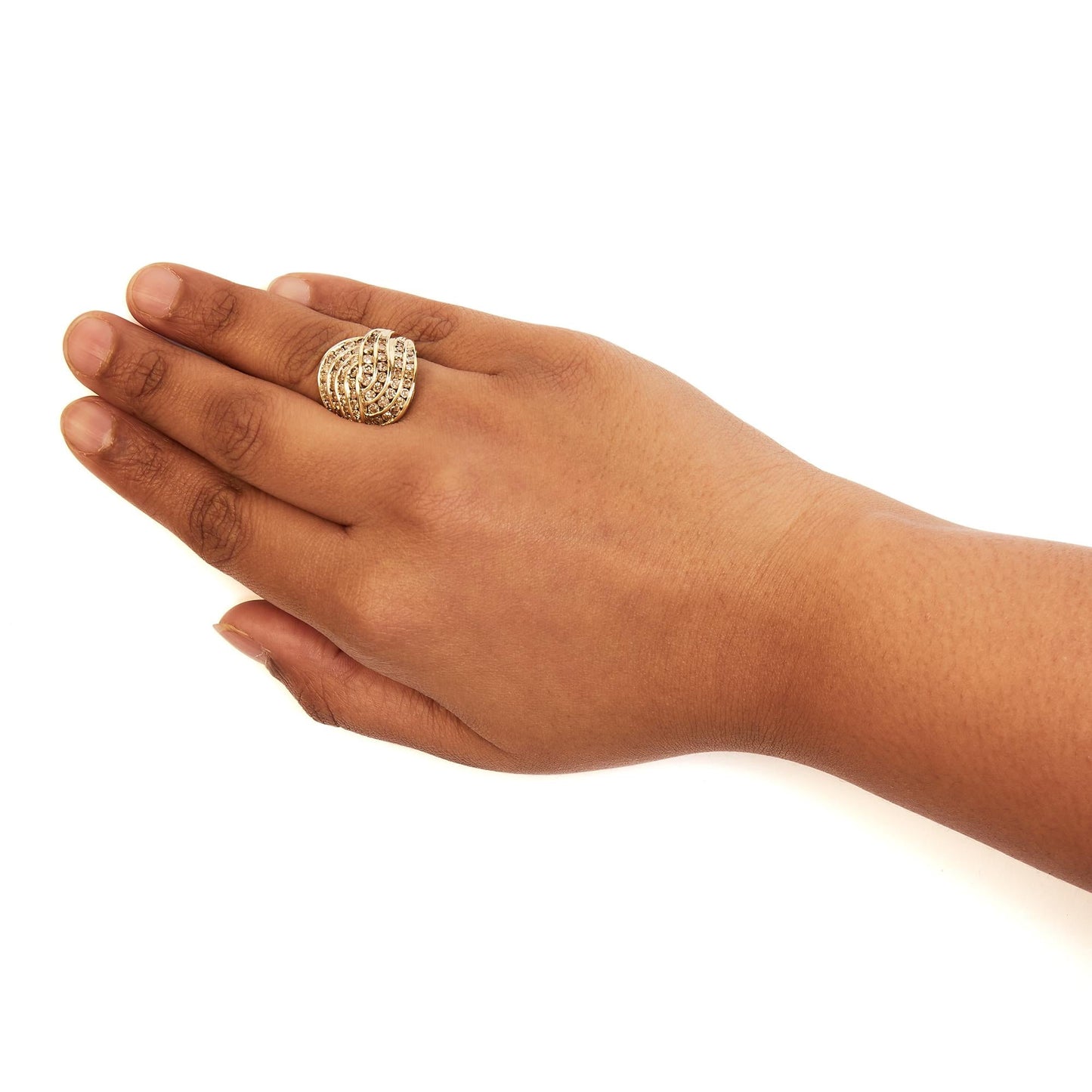 10K Yellow Gold 2.0 Cttw Channel Set Diamond Cocktail Swirl Band Ring (K-L Color, I1-I2 Clarity)-2