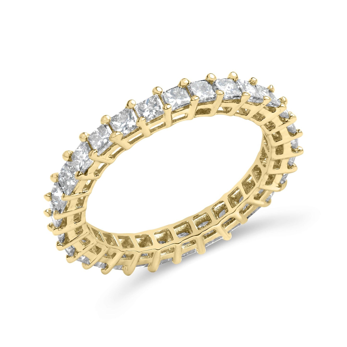 14K Yellow Gold 2.00 Cttw Shared Prong Set Princess Cut Diamond Eternity Band Ring (J-K Color, SI1-SI2 Clarity) - Ring Size 7-0