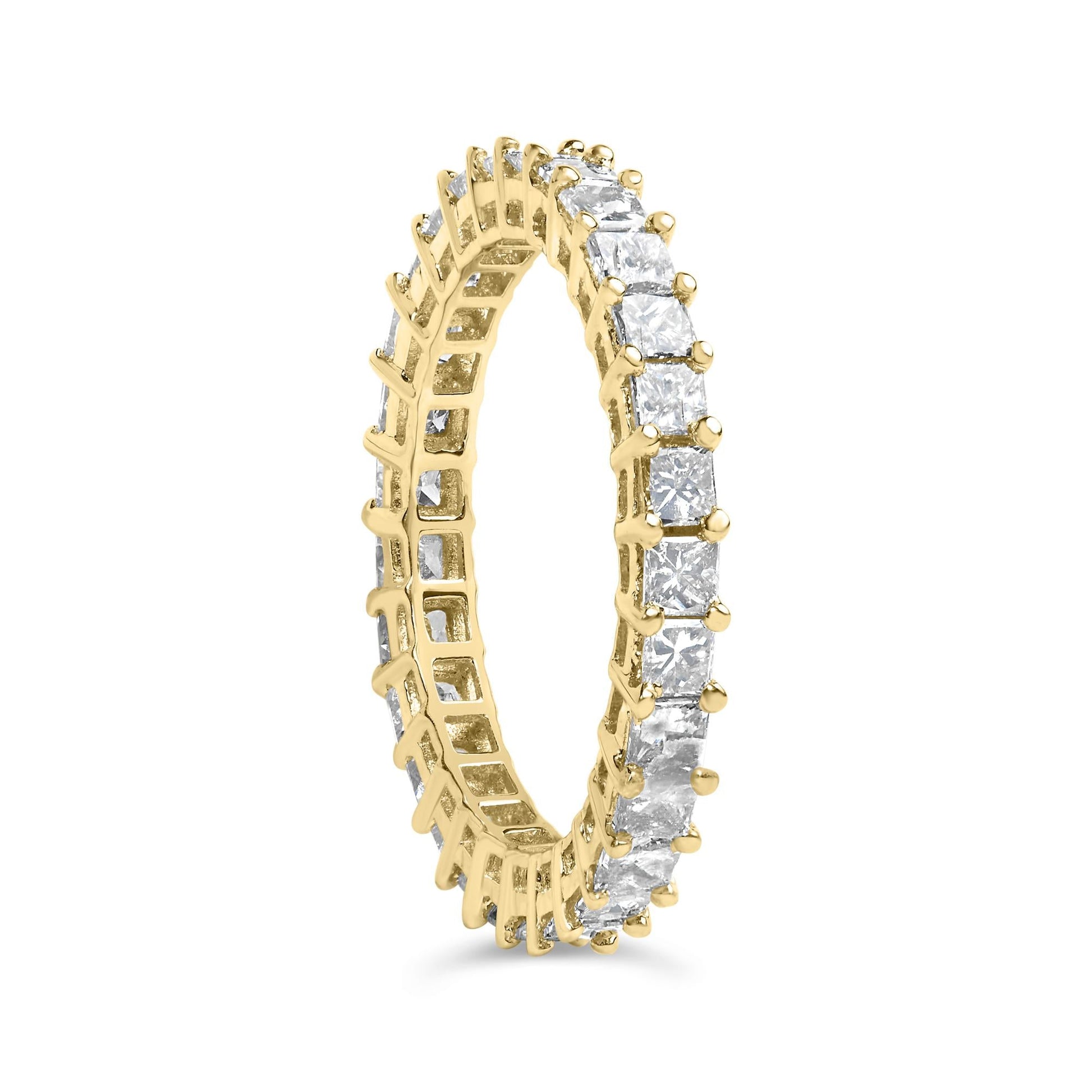 14K Yellow Gold 2.00 Cttw Shared Prong Set Princess Cut Diamond Eternity Band Ring (J-K Color, SI1-SI2 Clarity) - Ring Size 7-3