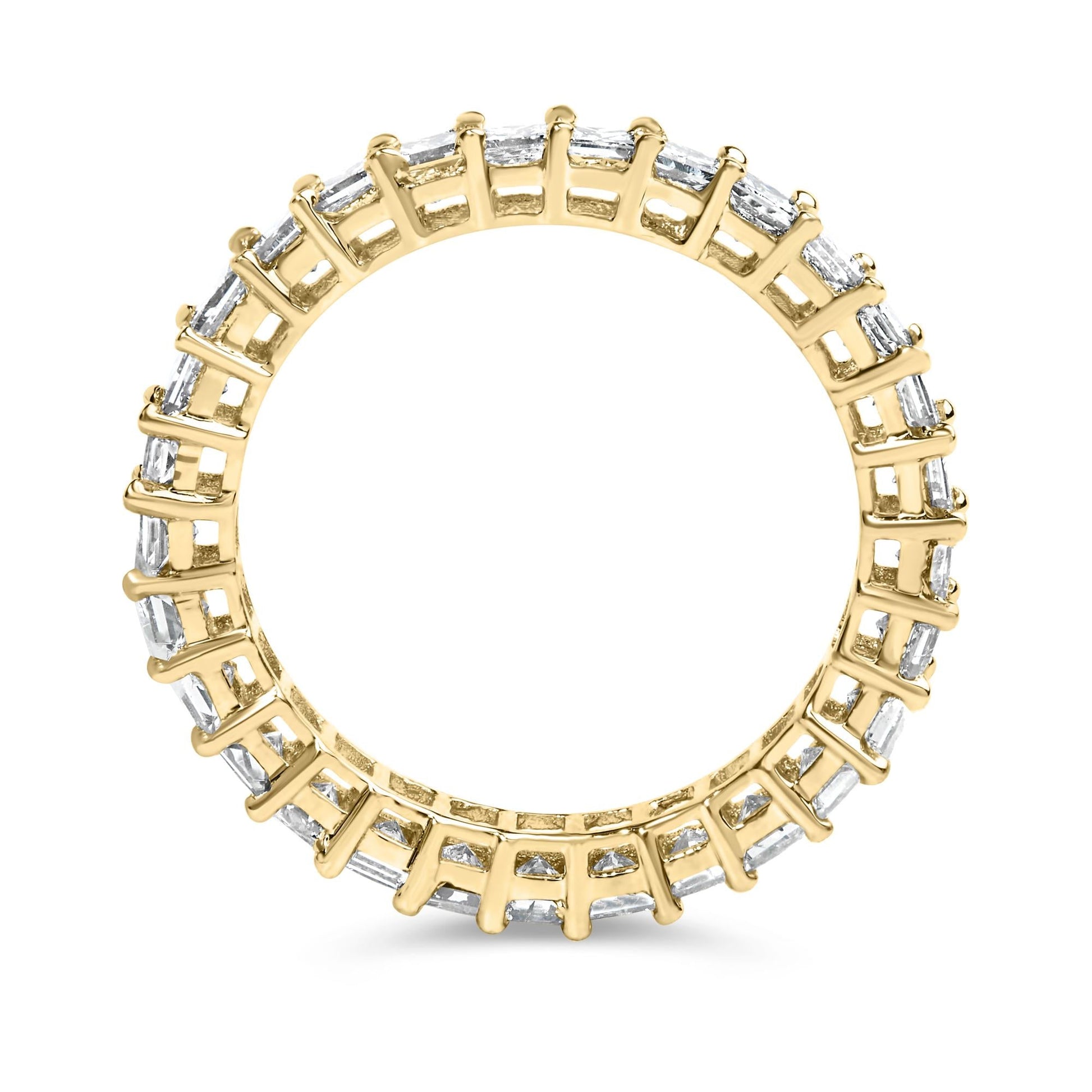 14K Yellow Gold 2.00 Cttw Shared Prong Set Princess Cut Diamond Eternity Band Ring (J-K Color, SI1-SI2 Clarity) - Ring Size 7-4