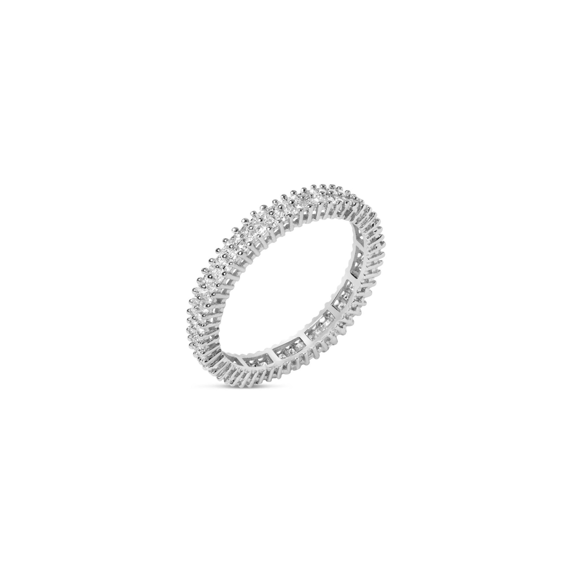 10K White Gold 1.0 Cttw Princess Cut Diamond Double Row Eternity Band Ring-1