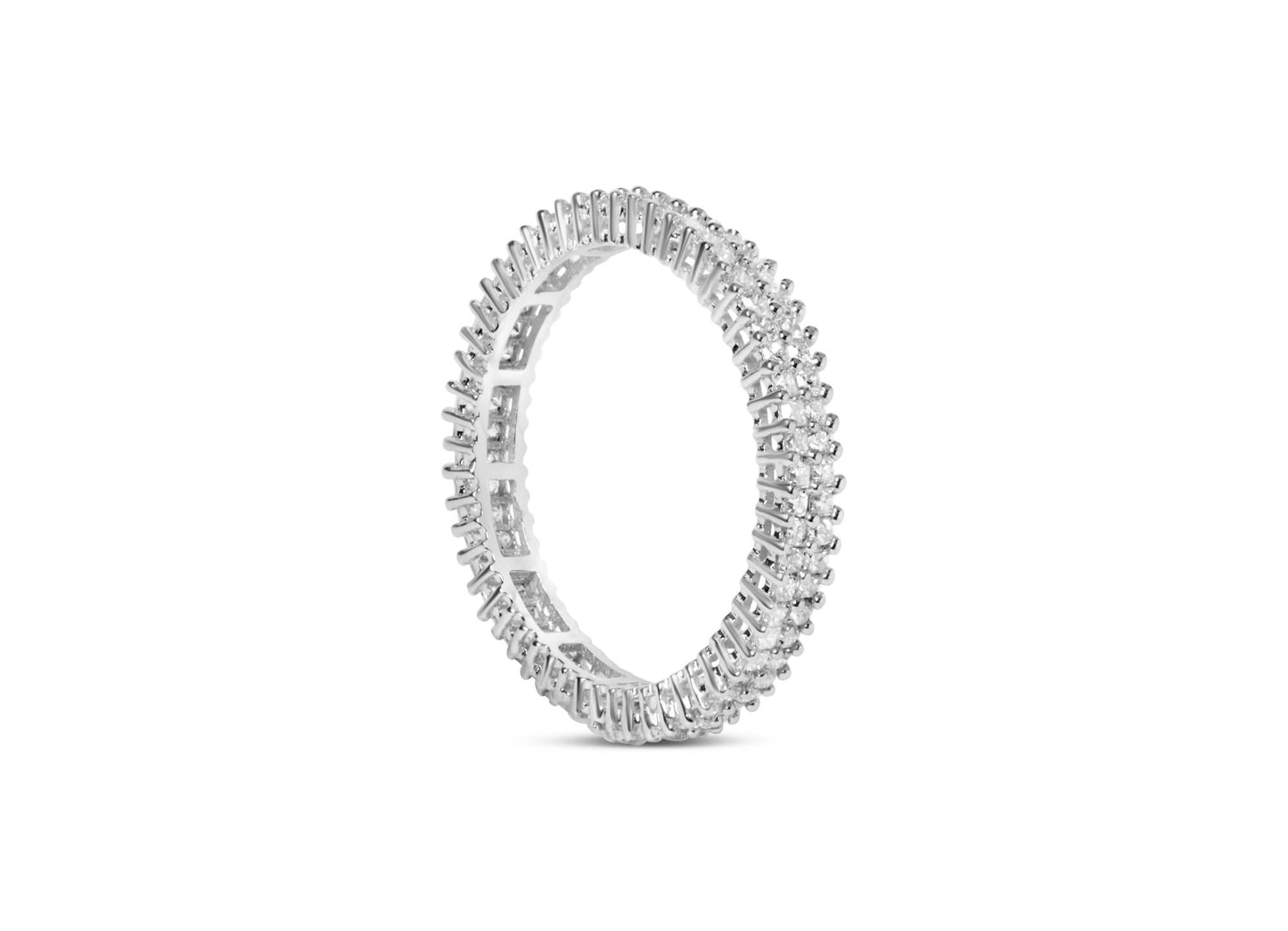 10K White Gold 1.0 Cttw Princess Cut Diamond Double Row Eternity Band Ring-3