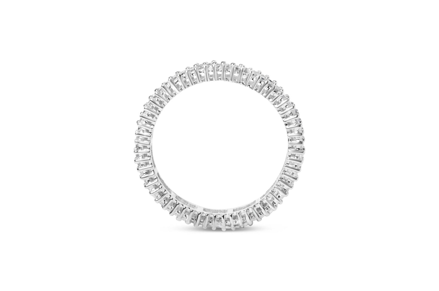 10K White Gold 1.0 Cttw Princess Cut Diamond Double Row Eternity Band Ring-4