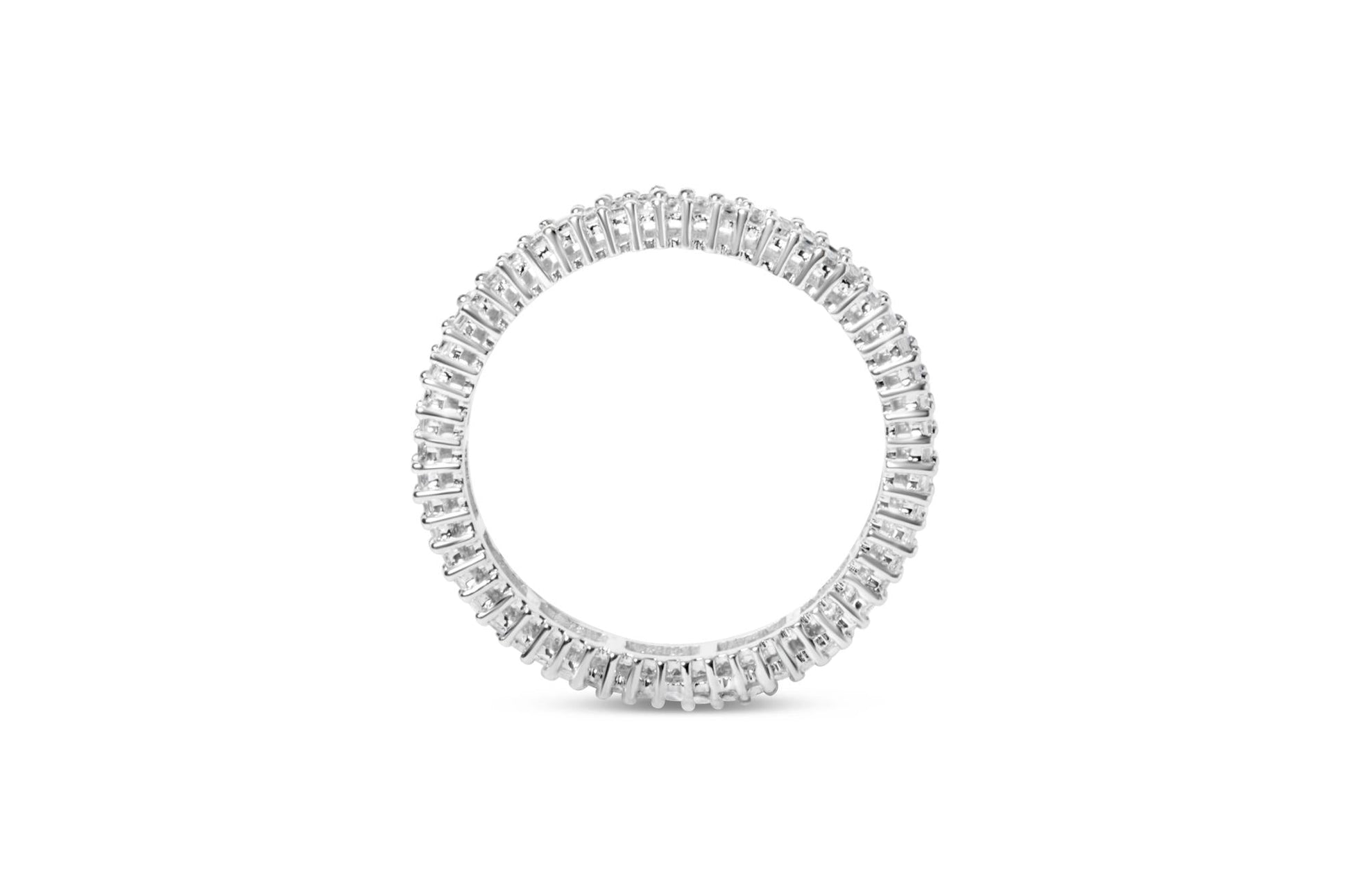 10K White Gold 1.0 Cttw Princess Cut Diamond Double Row Eternity Band Ring-4