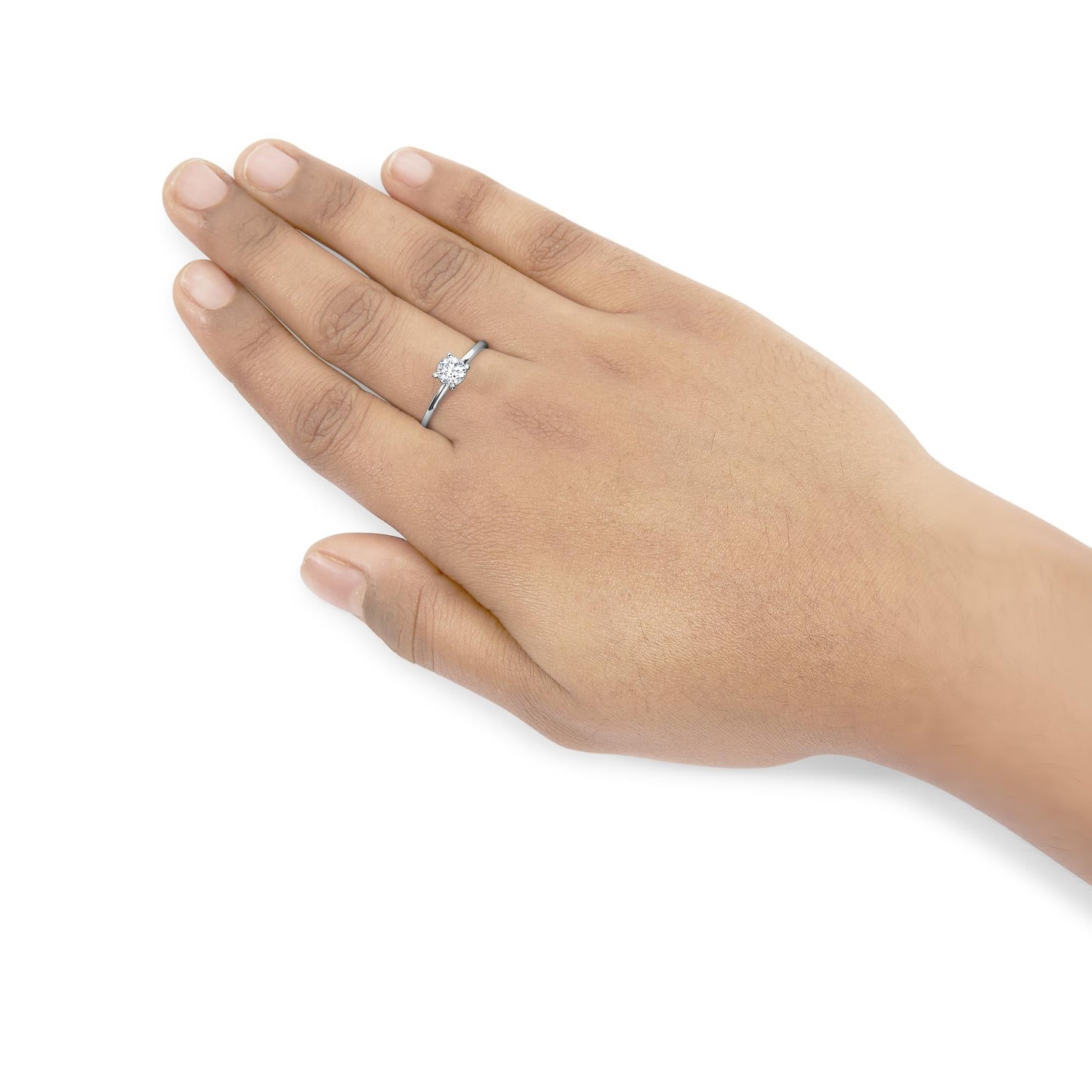 14K White Gold 1/2 Cttw Round Lab Grown Diamond 4 Prong Solitaire Engagement Ring (F-G Color, VS2-SI1 Clarity)-2