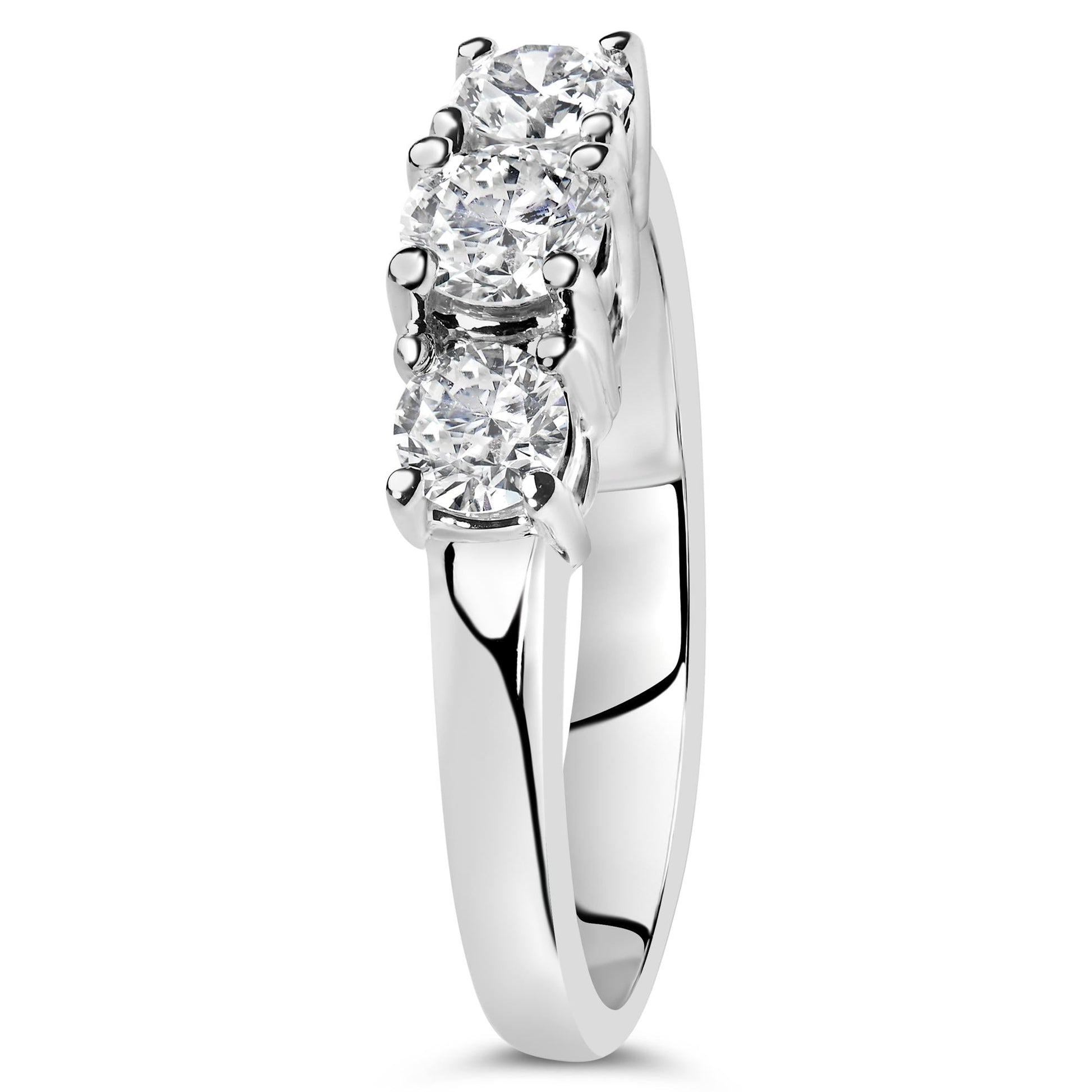 14K White Gold  3/4 Cttw Lab Grown Diamond 3 Stone Ring Band (F-G Color, VS2-SI1 Clarity)-3