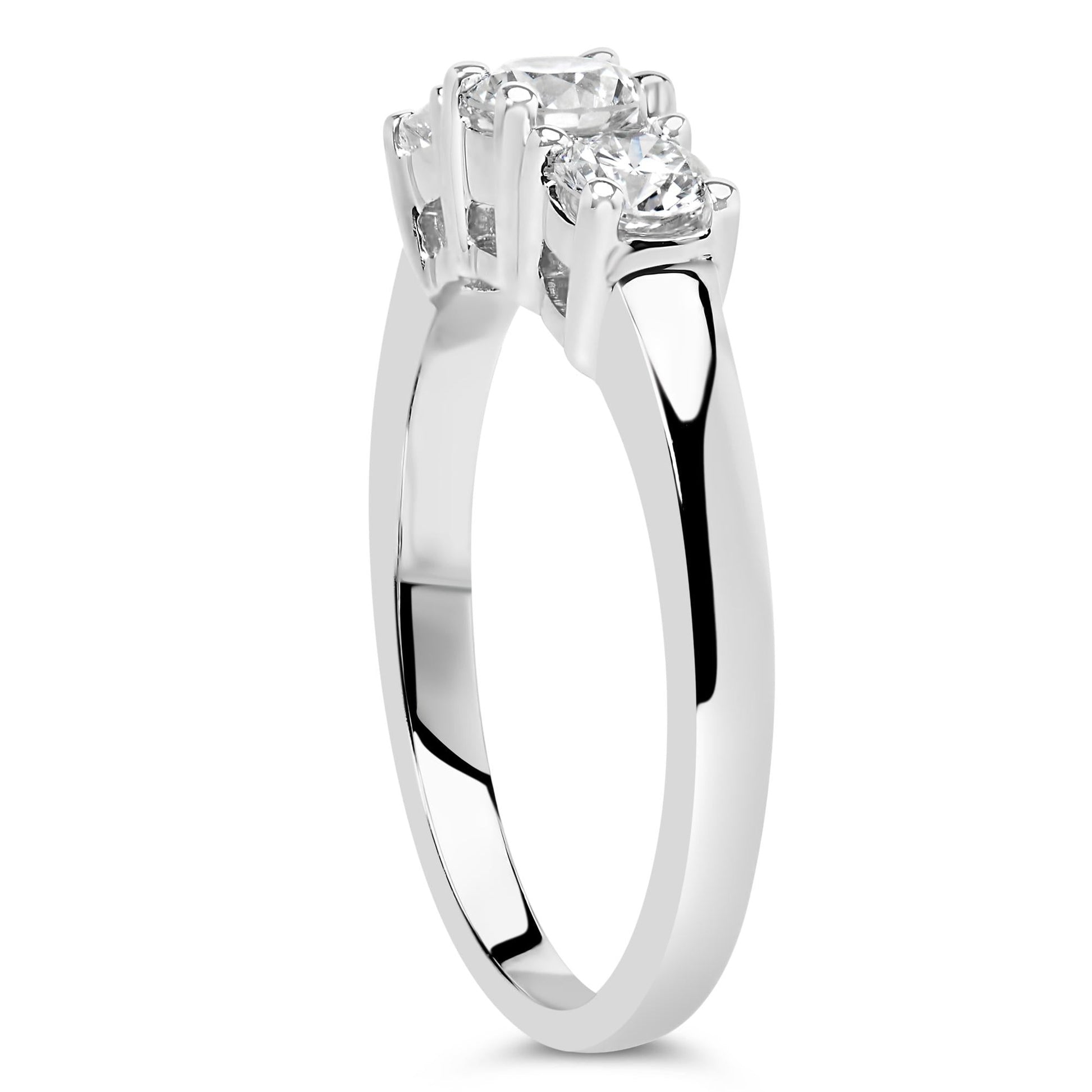 14K White Gold  3/4 Cttw Lab Grown Diamond 3 Stone Ring Band (F-G Color, VS2-SI1 Clarity)-4