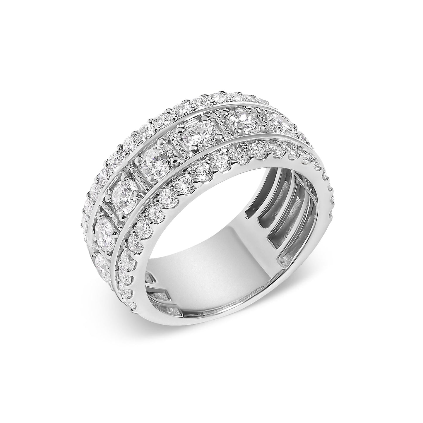 .925 Sterling Silver 2.0 Cttw Lab Grown Diamond Three-Row Pavé Band Ring-3