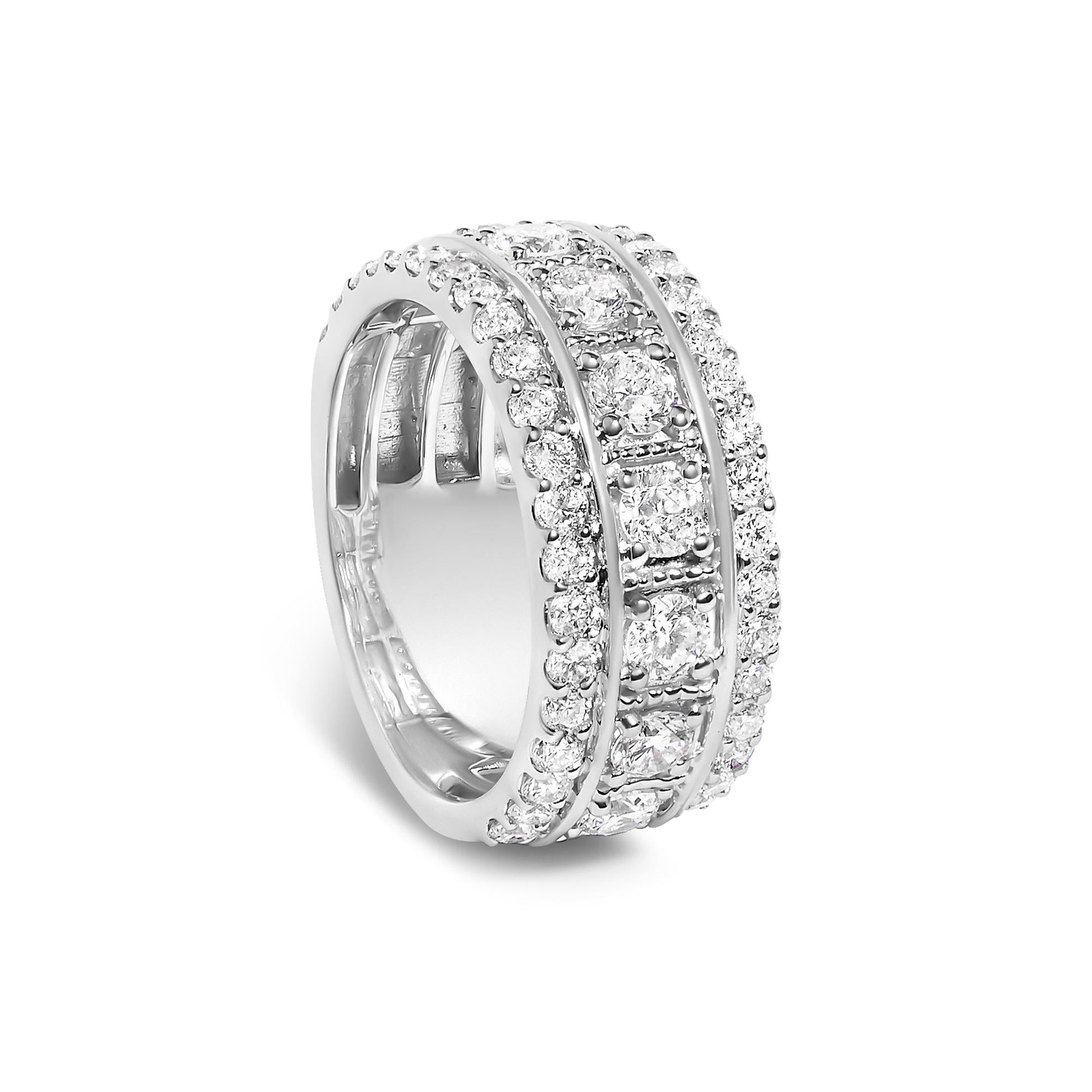 .925 Sterling Silver 2.0 Cttw Lab Grown Diamond Three-Row Pavé Band Ring-4