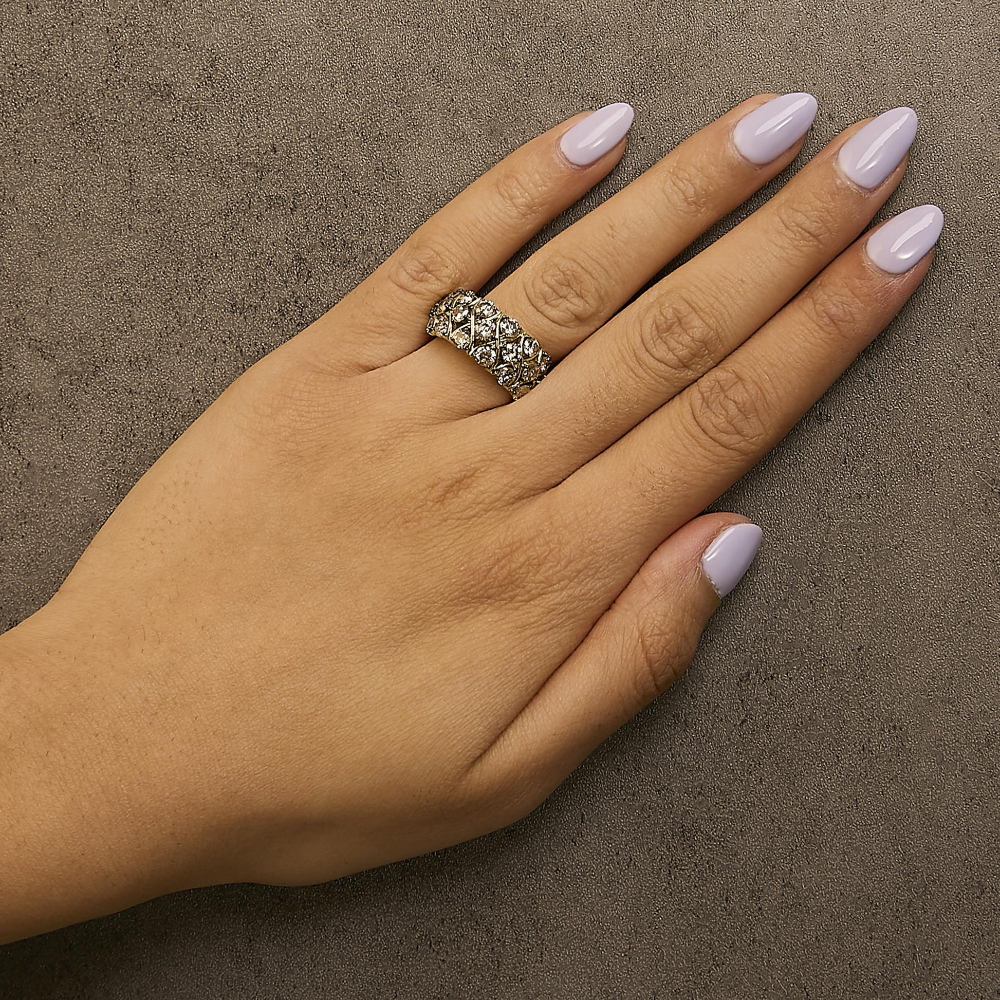 10K Yellow Gold Plated .925 Sterling Silver 3.0 Cttw Champagne Diamond Multi Lattice Band Ring-2