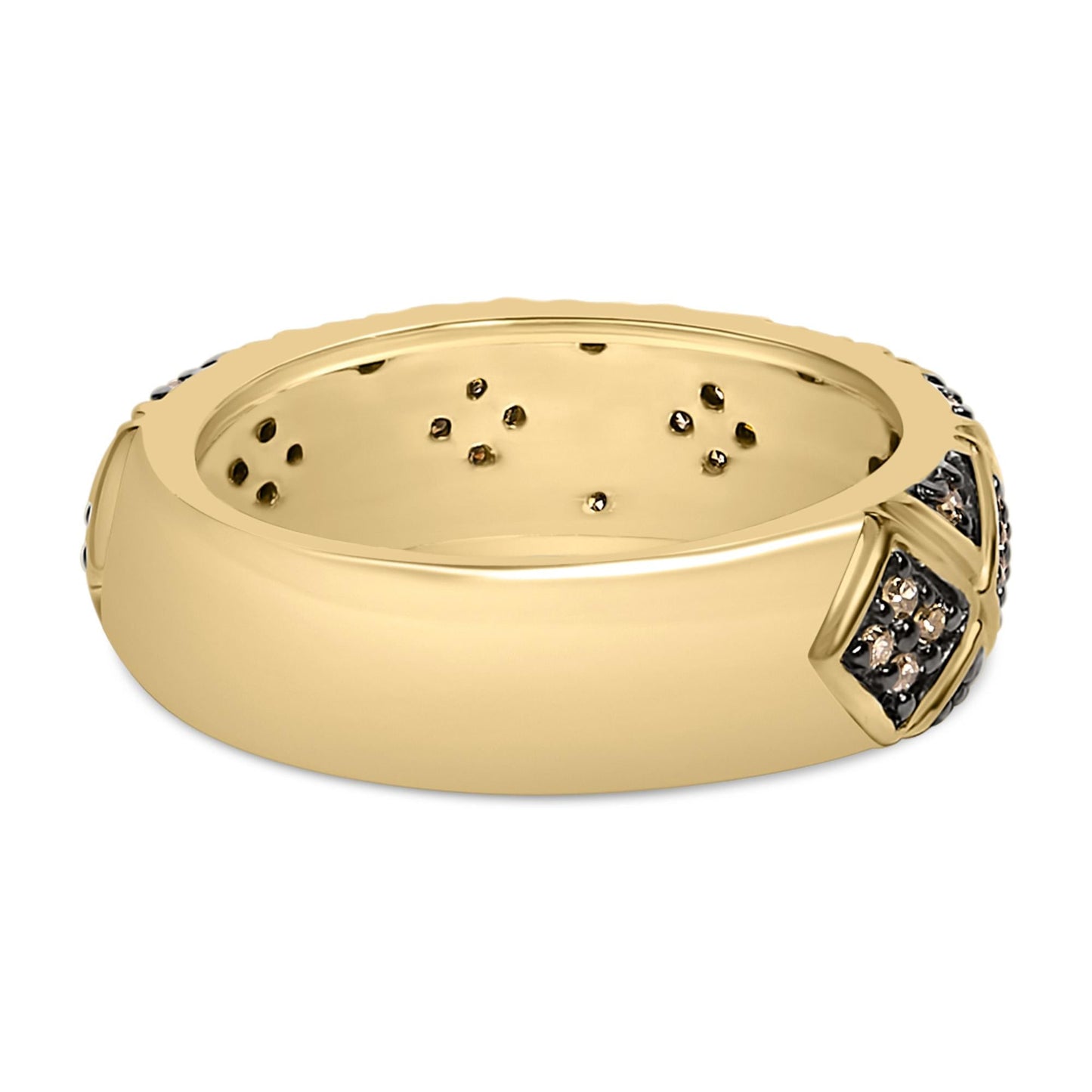10K Yellow Gold Plated .925 Sterling Silver 3/8 Cttw Champagne Diamond Geometric Style Band Ring-1