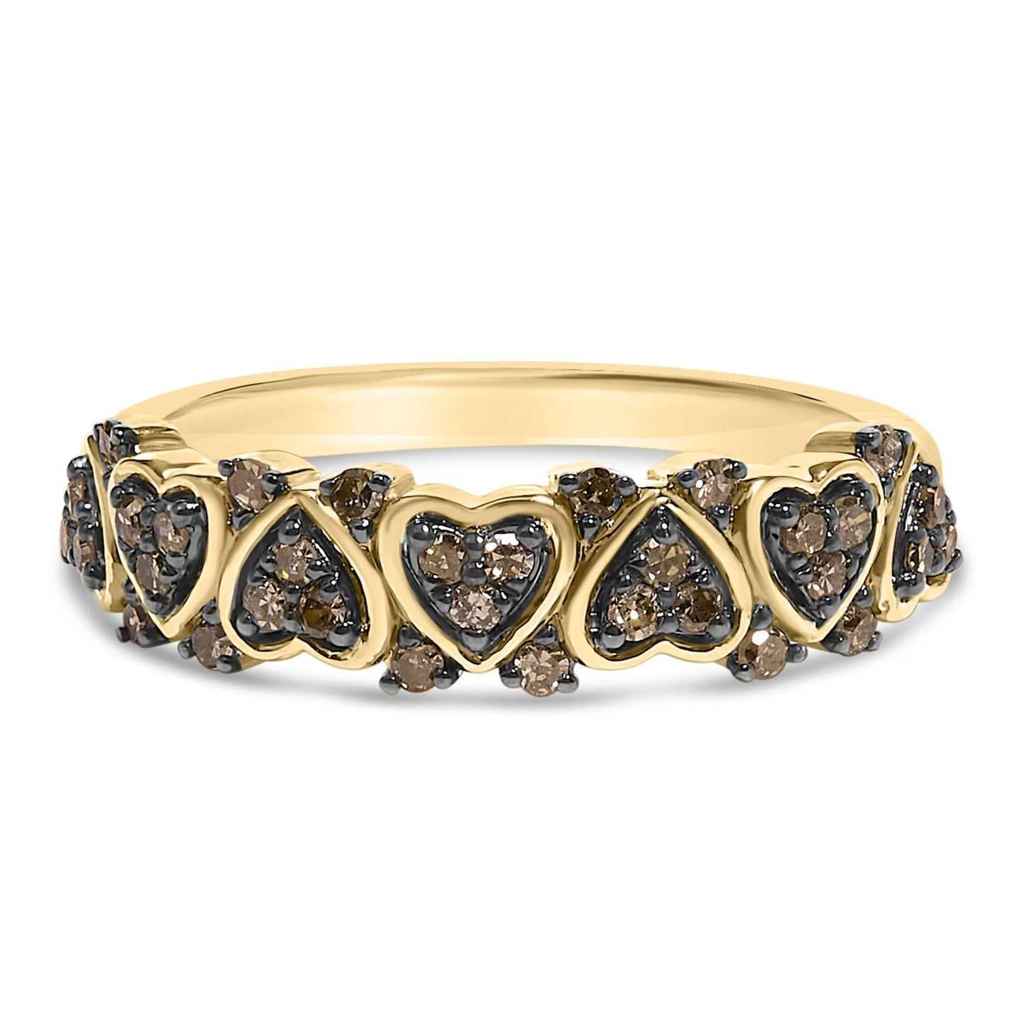 10K Yellow Gold Plated .925 Sterling Silver 1/3 cttw Natural Diamond Band Ring-0