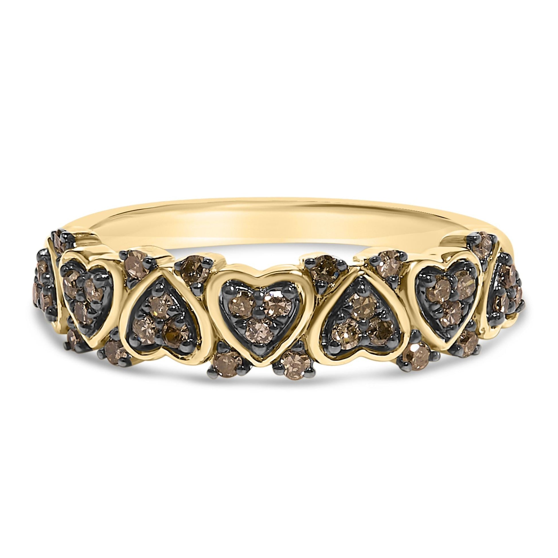 10K Yellow Gold Plated .925 Sterling Silver 1/3 cttw Natural Diamond Band Ring-0