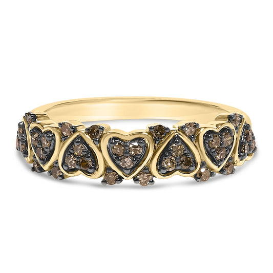 10K Yellow Gold Plated .925 Sterling Silver 1/3 cttw Natural Diamond Band Ring-0