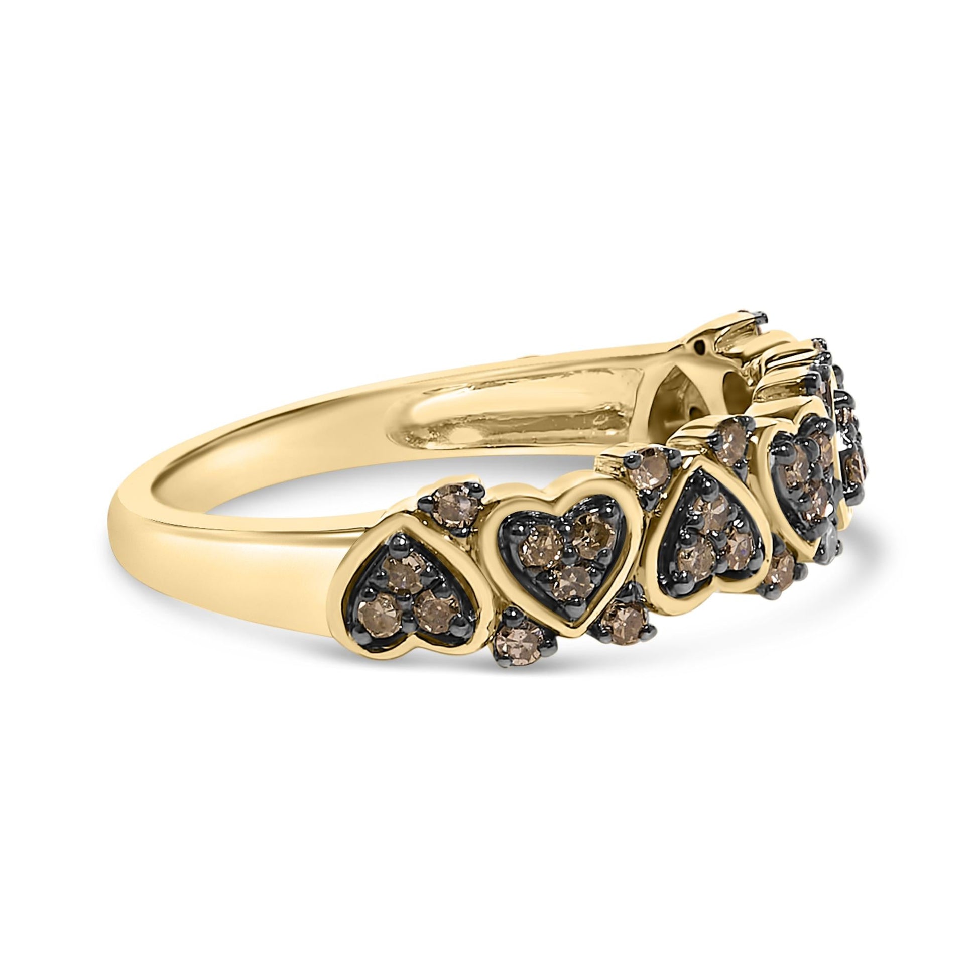 10K Yellow Gold Plated .925 Sterling Silver 1/3 cttw Natural Diamond Band Ring-1