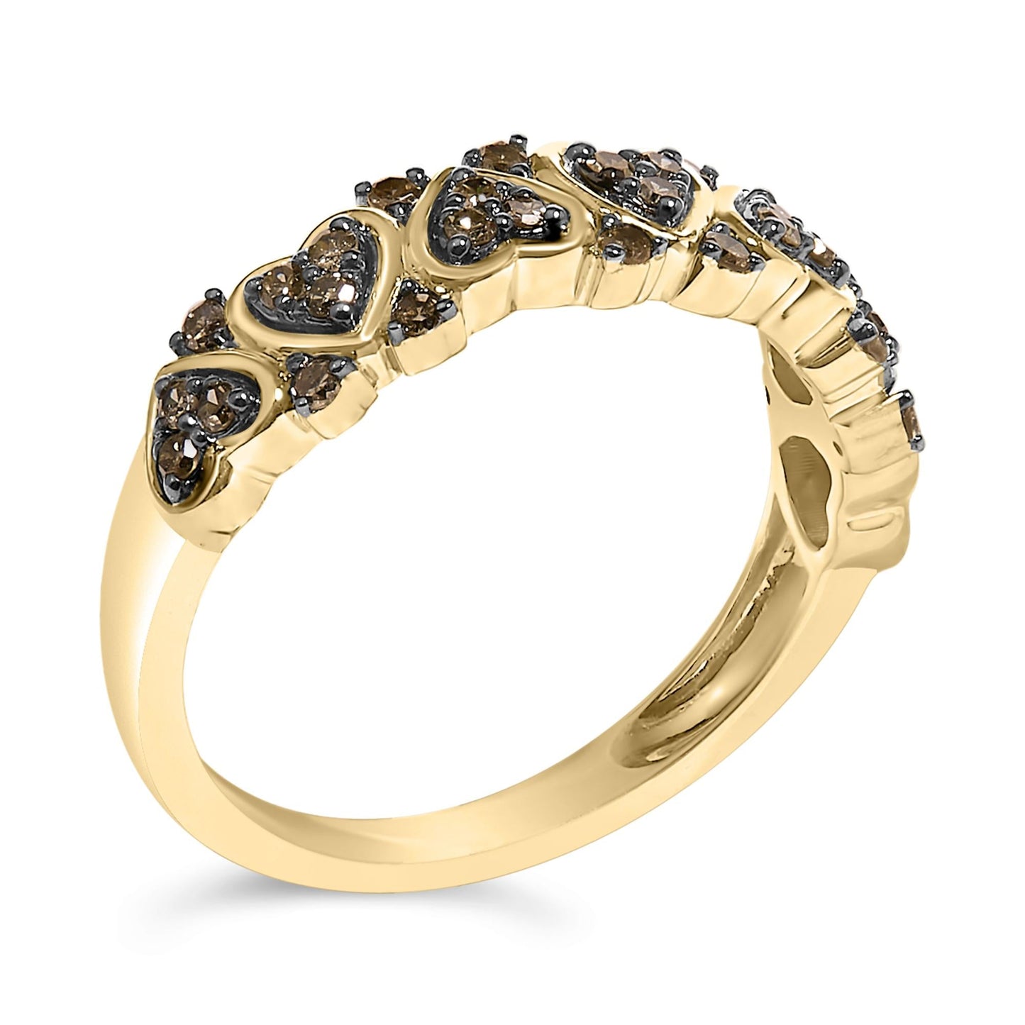 10K Yellow Gold Plated .925 Sterling Silver 1/3 cttw Natural Diamond Band Ring-3