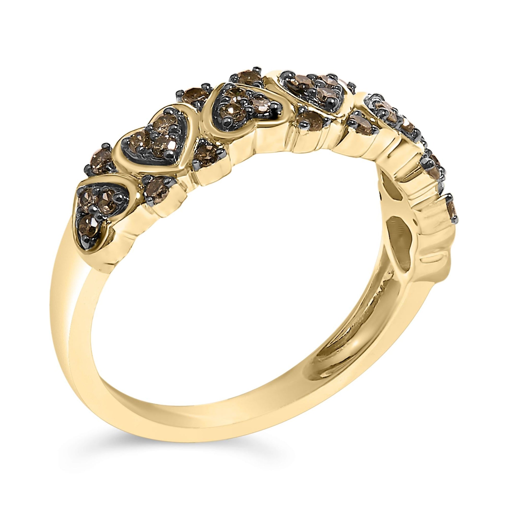10K Yellow Gold Plated .925 Sterling Silver 1/3 cttw Natural Diamond Band Ring-3