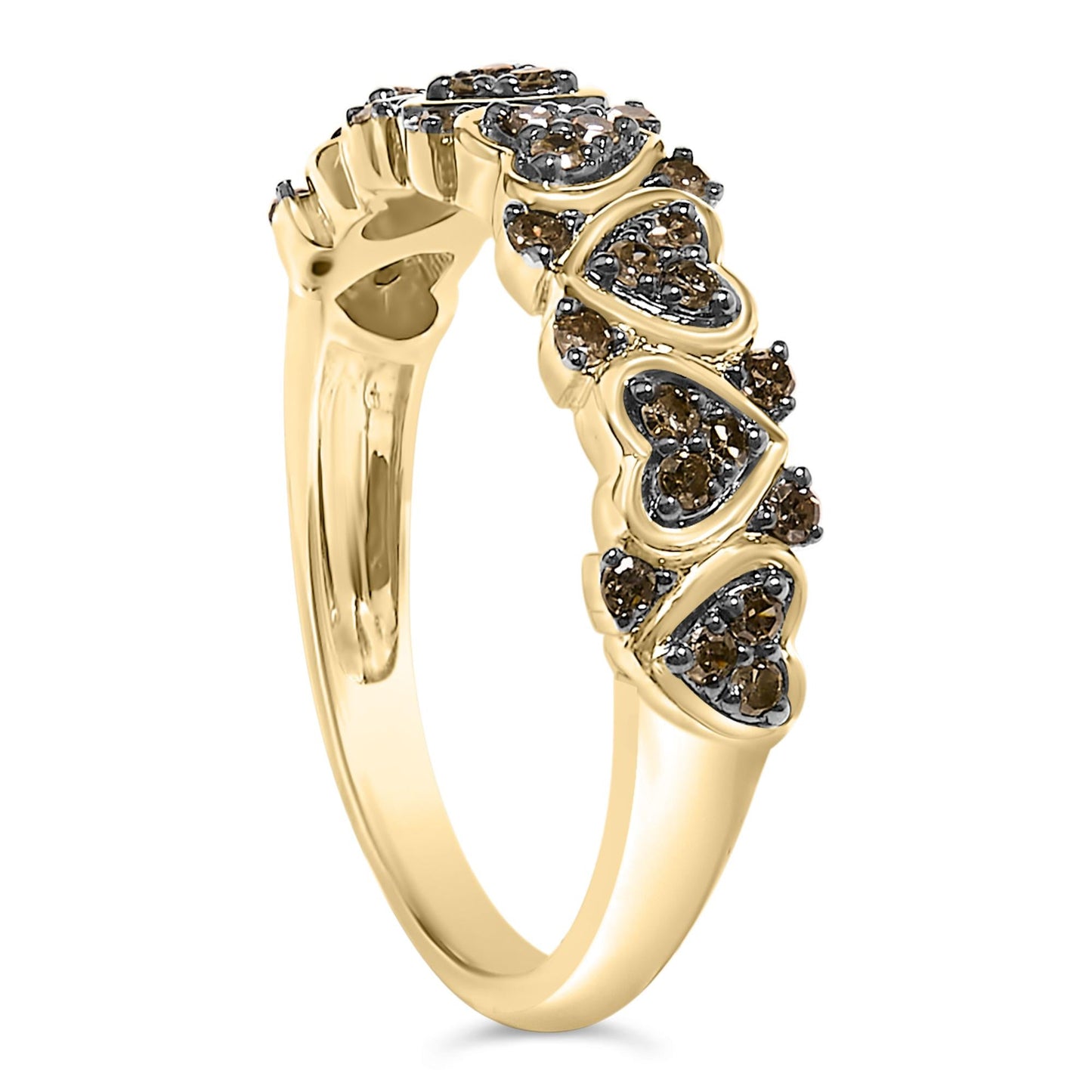 10K Yellow Gold Plated .925 Sterling Silver 1/3 cttw Natural Diamond Band Ring-4