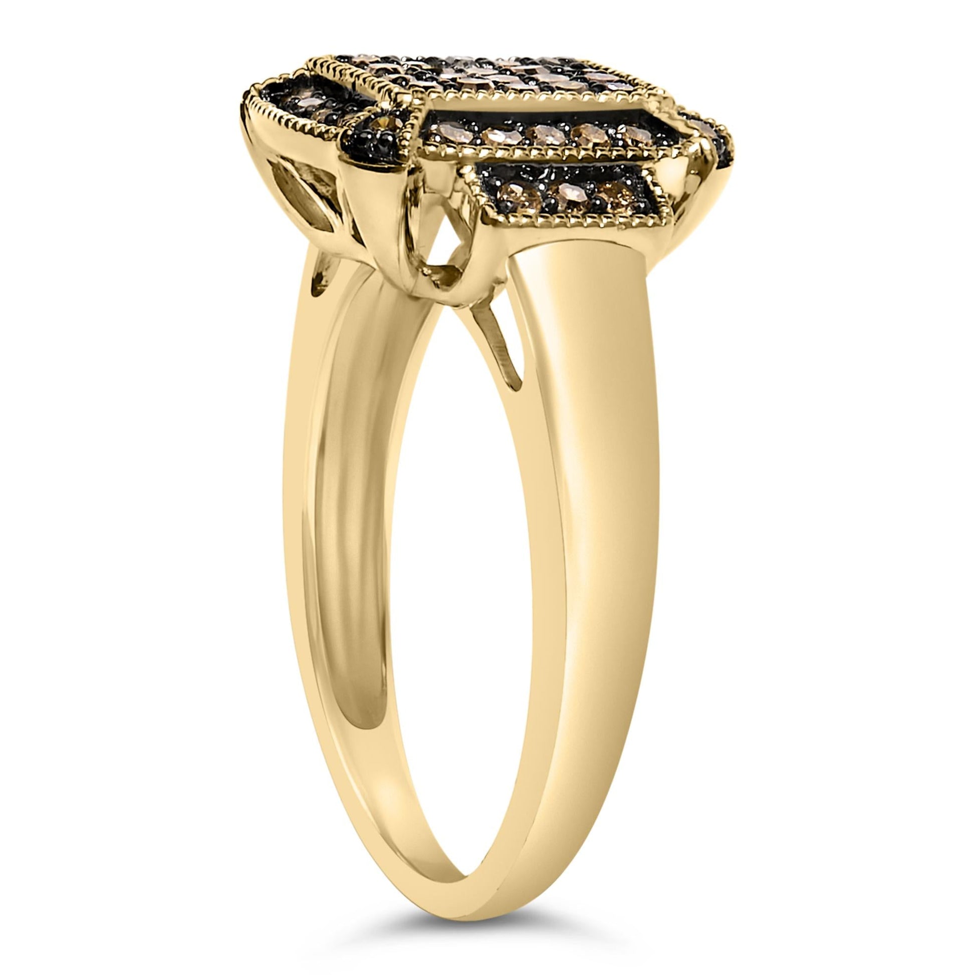 10K Yellow Gold Plated .925 Sterling Silver 1/2 Cttw Champagne Diamond Step Up Ring-4