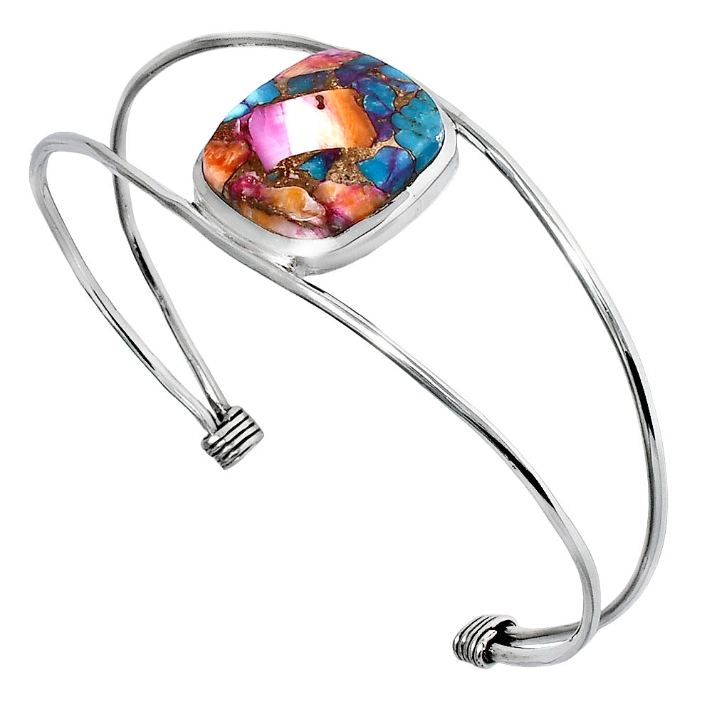 Premium Kingman Orange Dahlia Turquoise Cuff Bangle Bracelet B-1013 30-EB10276-1