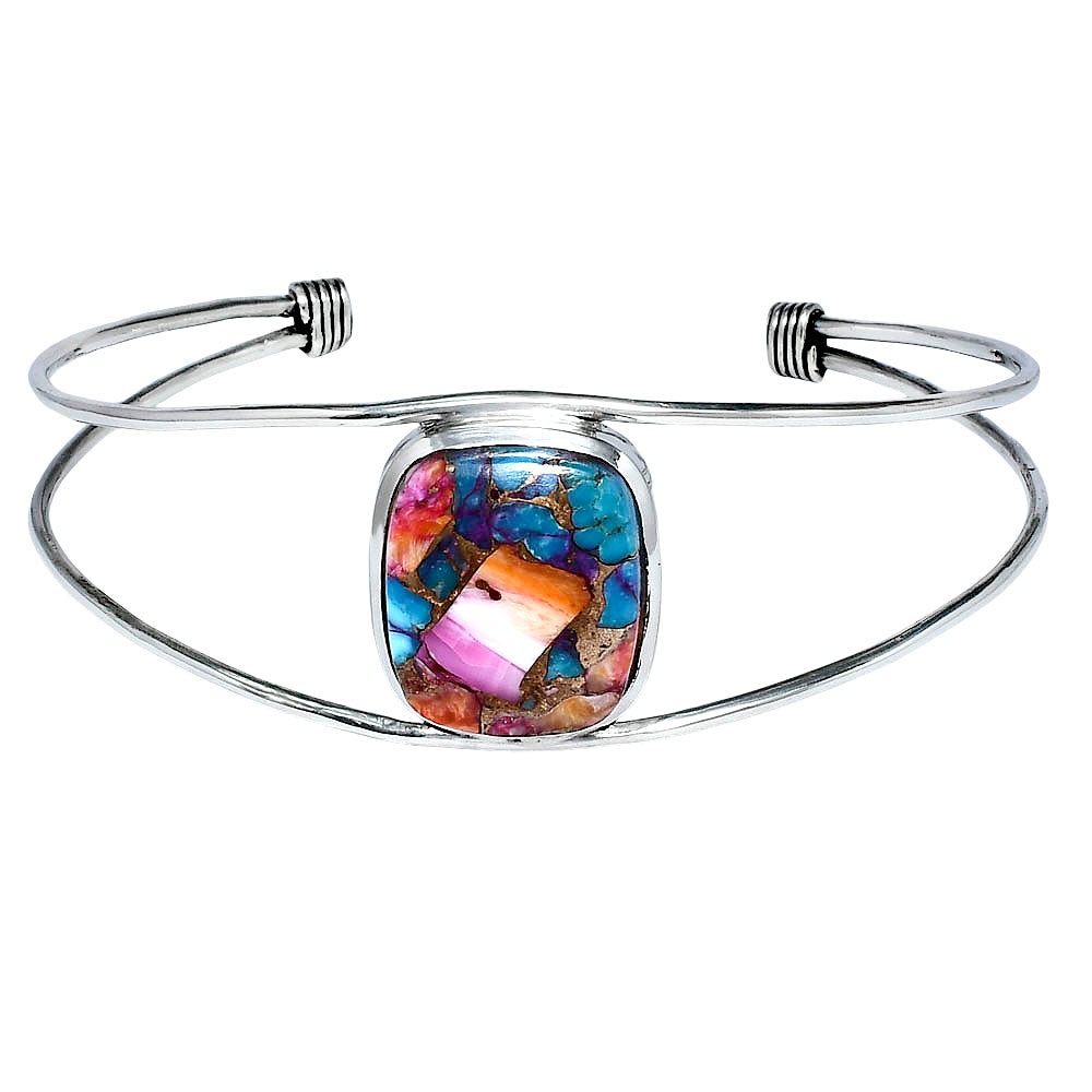 Premium Kingman Orange Dahlia Turquoise Cuff Bangle Bracelet B-1013 30-EB10276-2