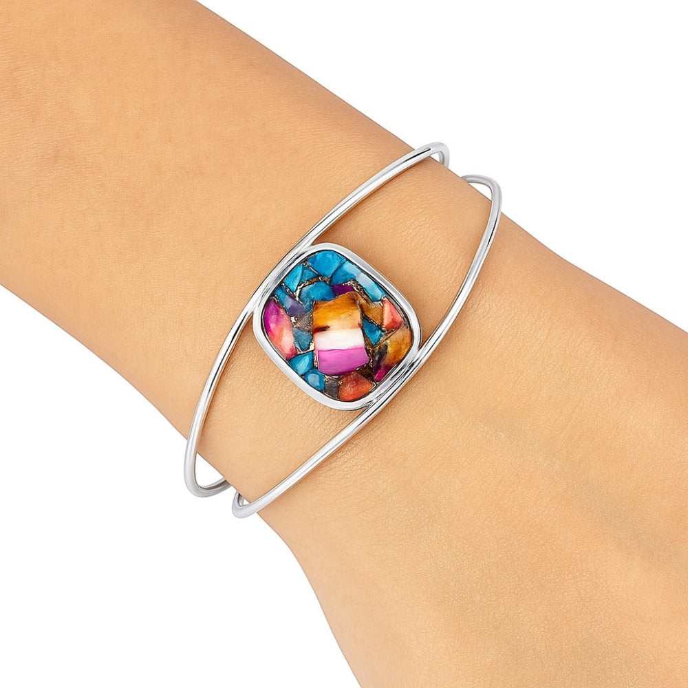 Premium Kingman Orange Dahlia Turquoise Cuff Bangle Bracelet B-1013 30-EB10276-0