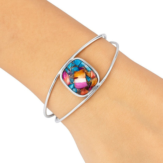 Premium Kingman Orange Dahlia Turquoise Cuff Bangle Bracelet B-1013 30-EB10276-0