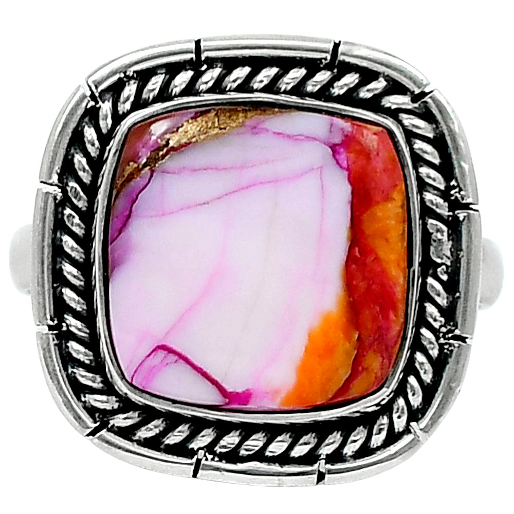 Premium Kingman Orange Dahlia Turquoise Ring size-10 R-1728 30-ER11596-0