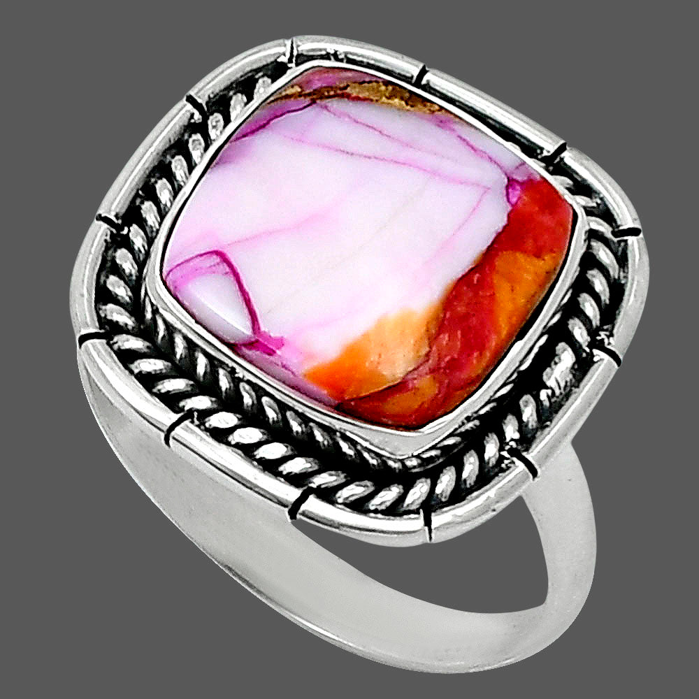 Premium Kingman Orange Dahlia Turquoise Ring size-10 R-1728 30-ER11596-2