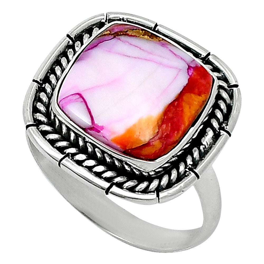 Premium Kingman Orange Dahlia Turquoise Ring size-10 R-1728 30-ER11596-1